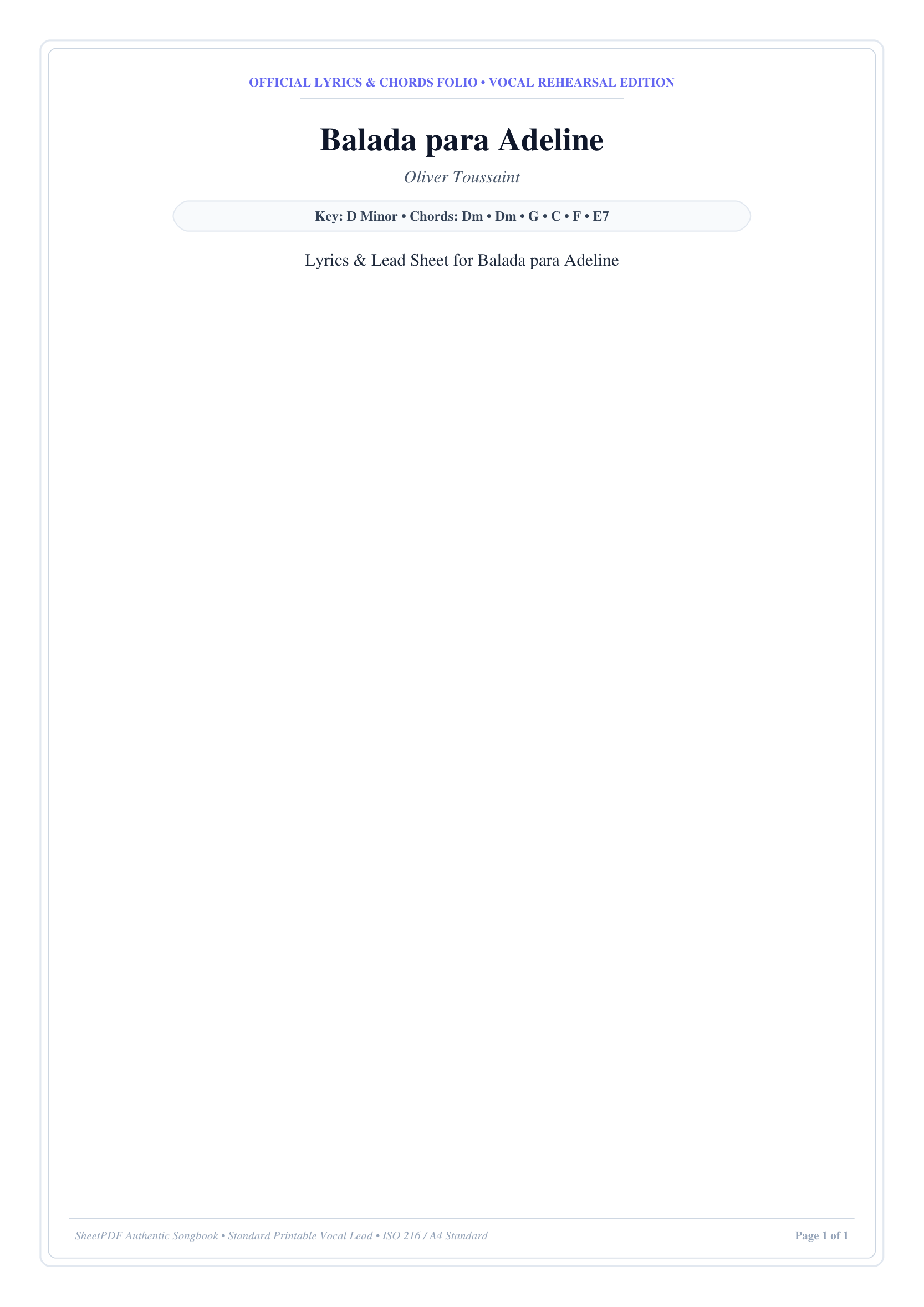 Balada para Adeline Lyrics & Chords Folio