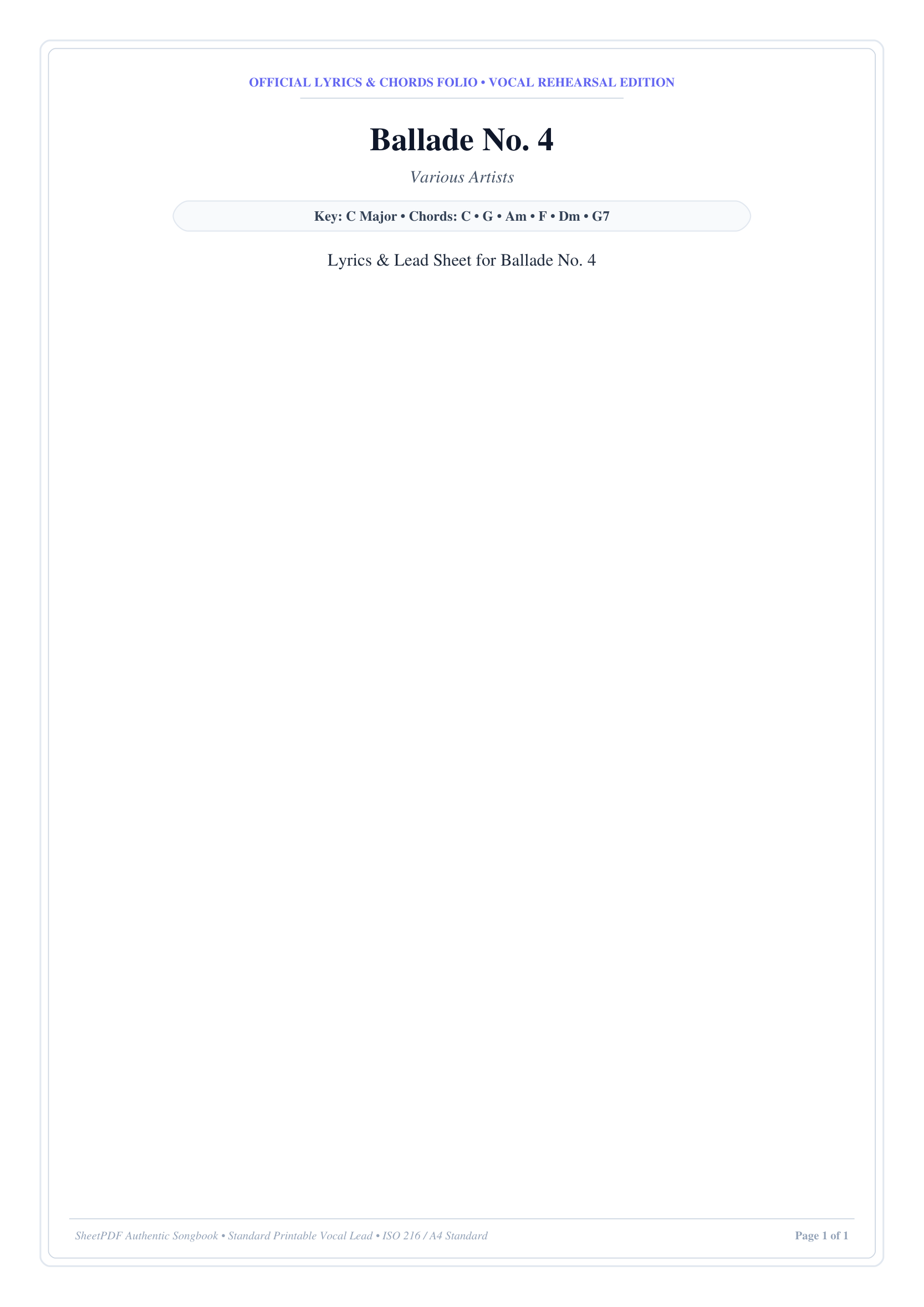 Ballade No. 4 Lyrics & Chords Folio