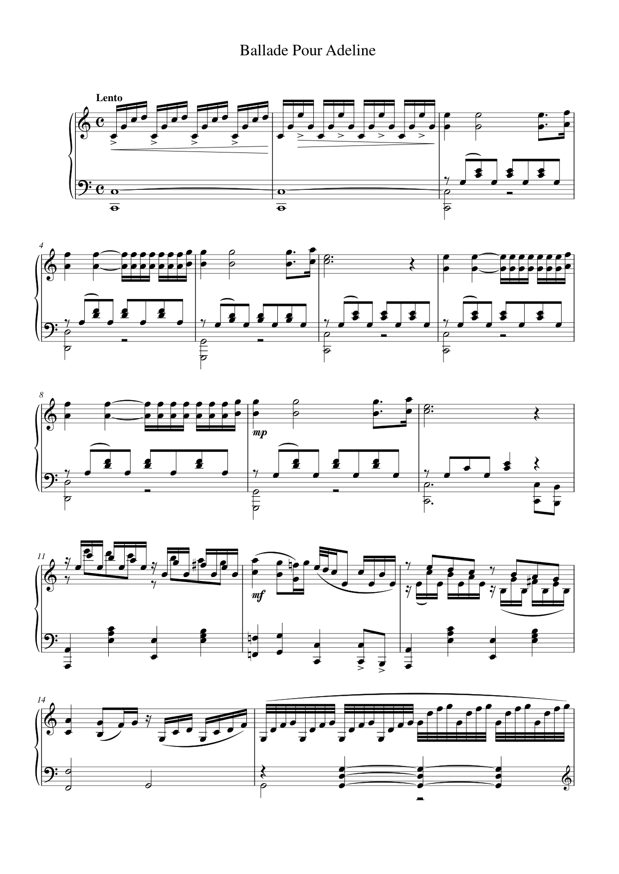 Ballade Pour Adeline Piano Sheet Music Page 1 Free PDF