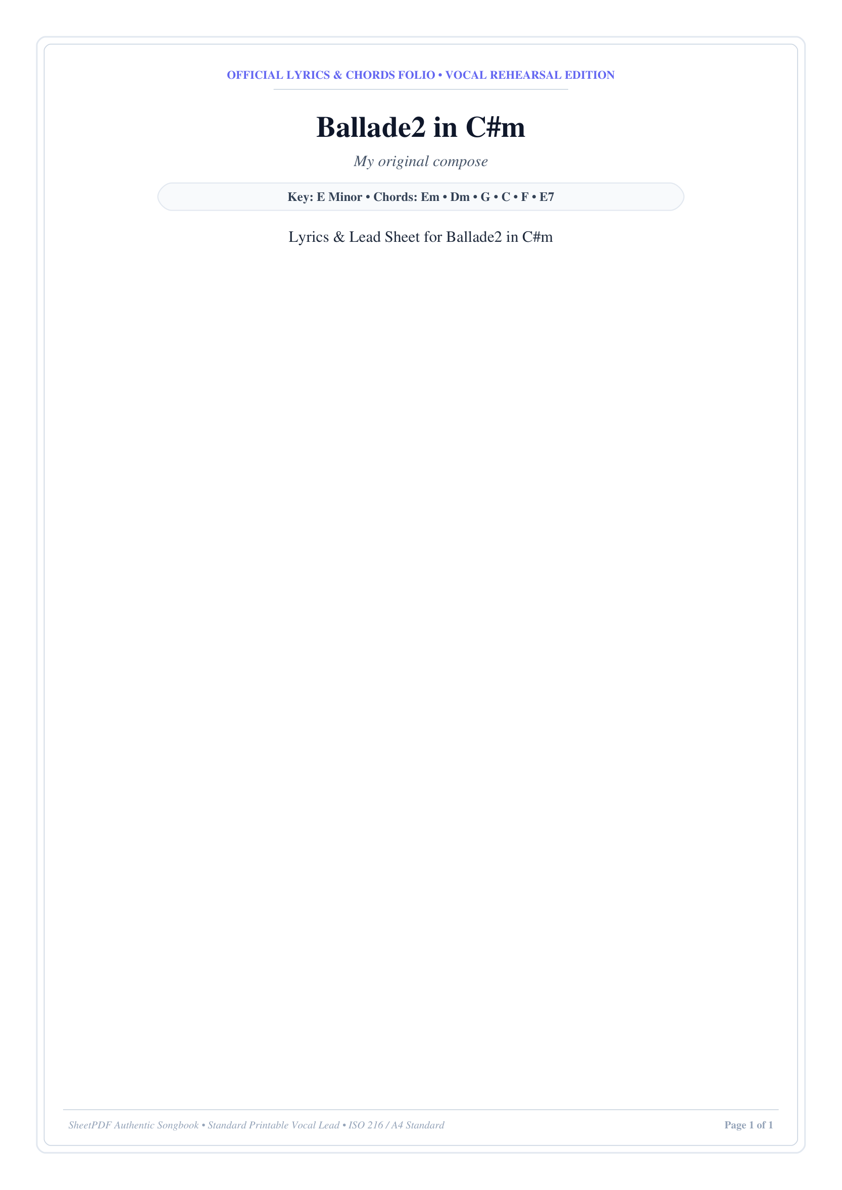 Ballade2 in C#m Piano Sheet Music Page 1 Free PDF