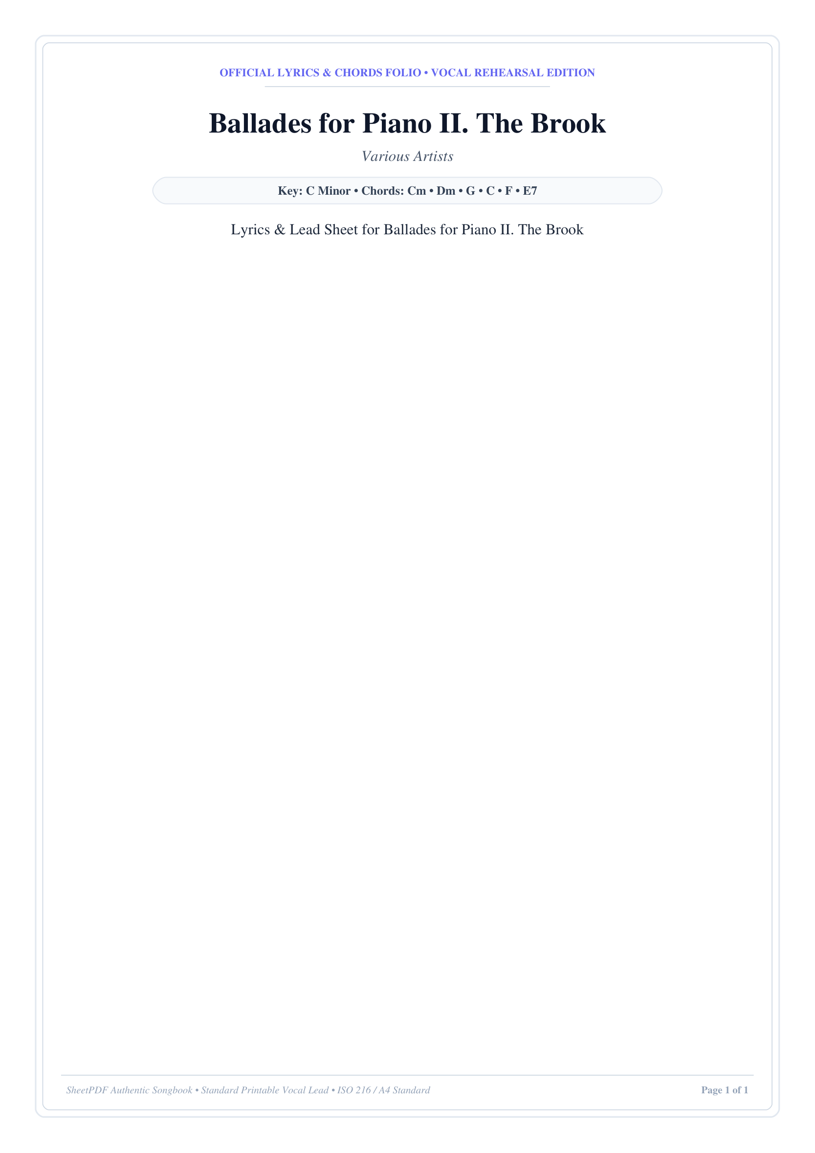 Ballades for Piano II. The Brook Piano Sheet Music Page 1 Free PDF