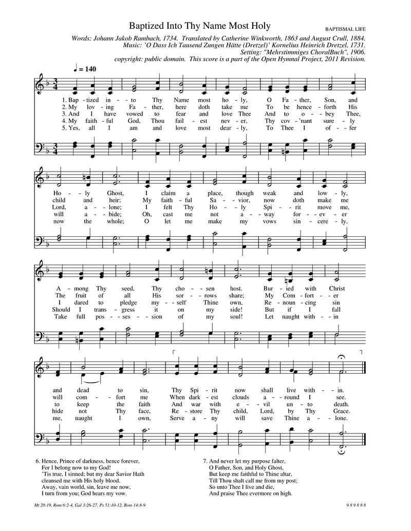 Baptized Into Your Name Most Holy Piano Sheet Music Page 1 Free PDF