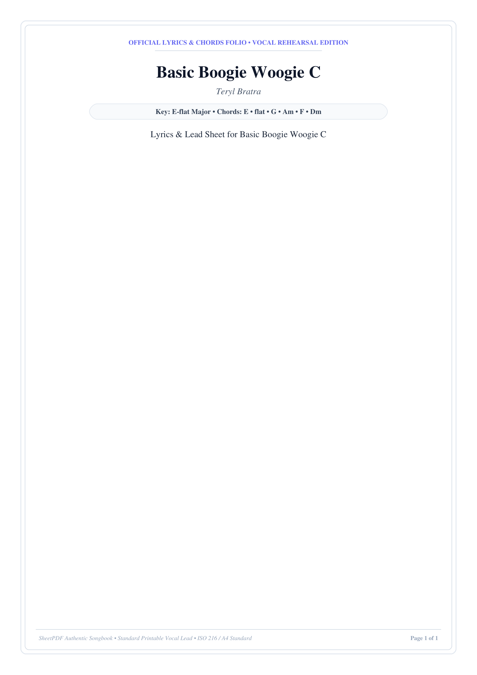 Basic Boogie Woogie C Lyrics & Chords Folio