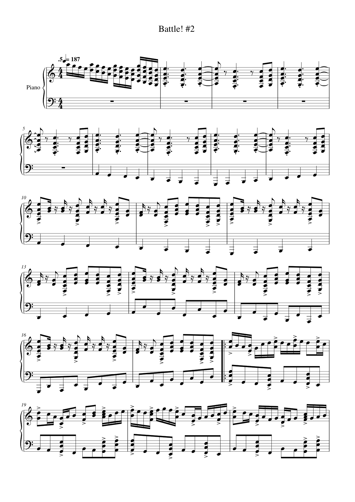 Battle! #2 Piano Sheet Music Page 1 Free PDF