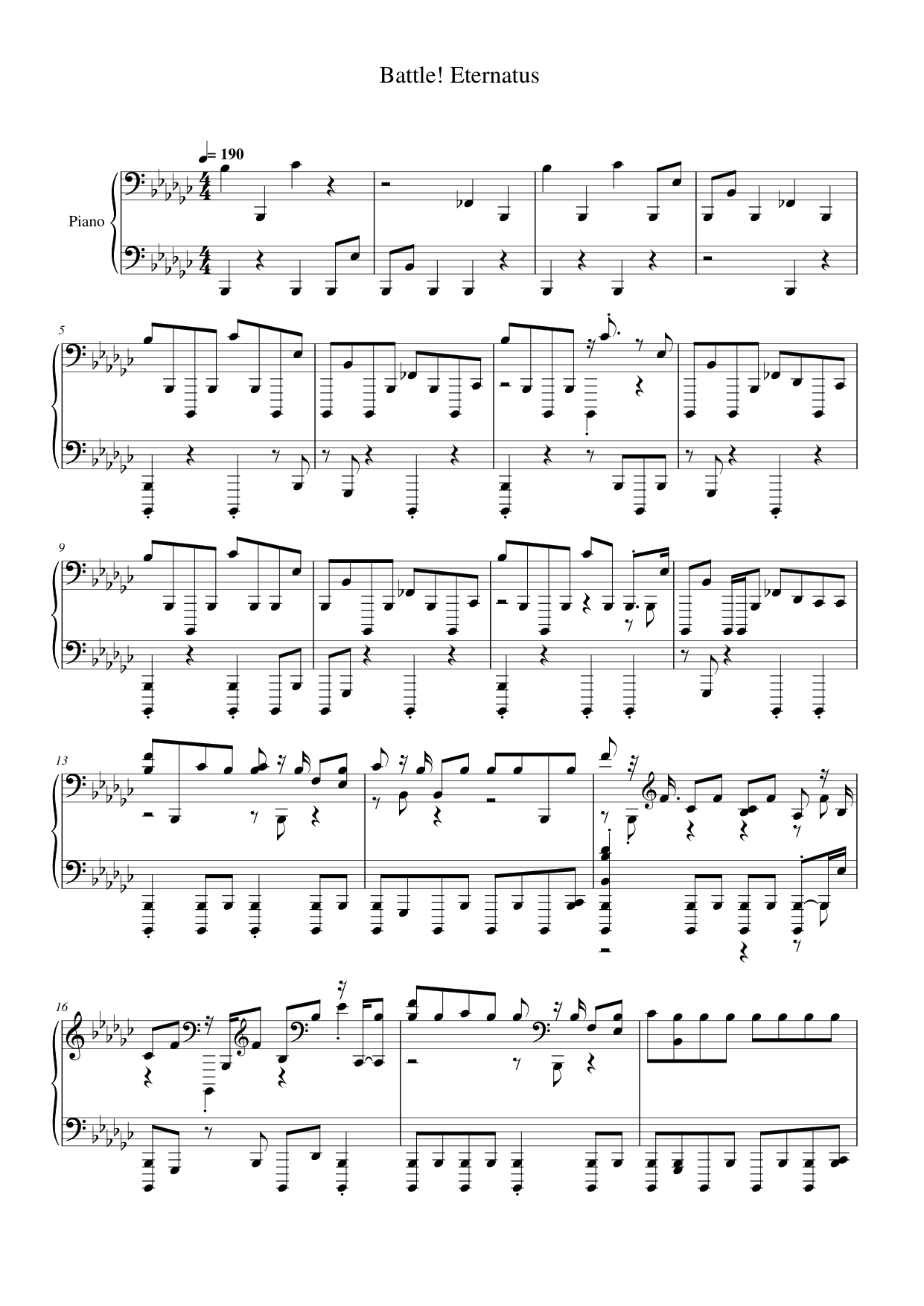 Battle! Eternatus Piano Sheet Music Page 1 Free PDF