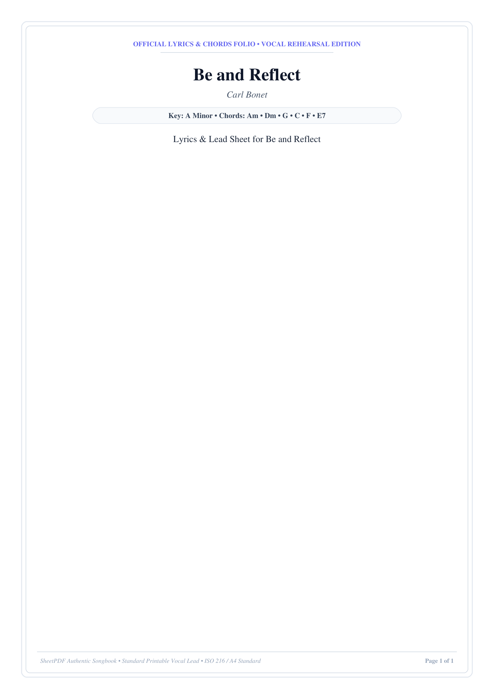 Be and Reflect Lyrics & Chords Folio