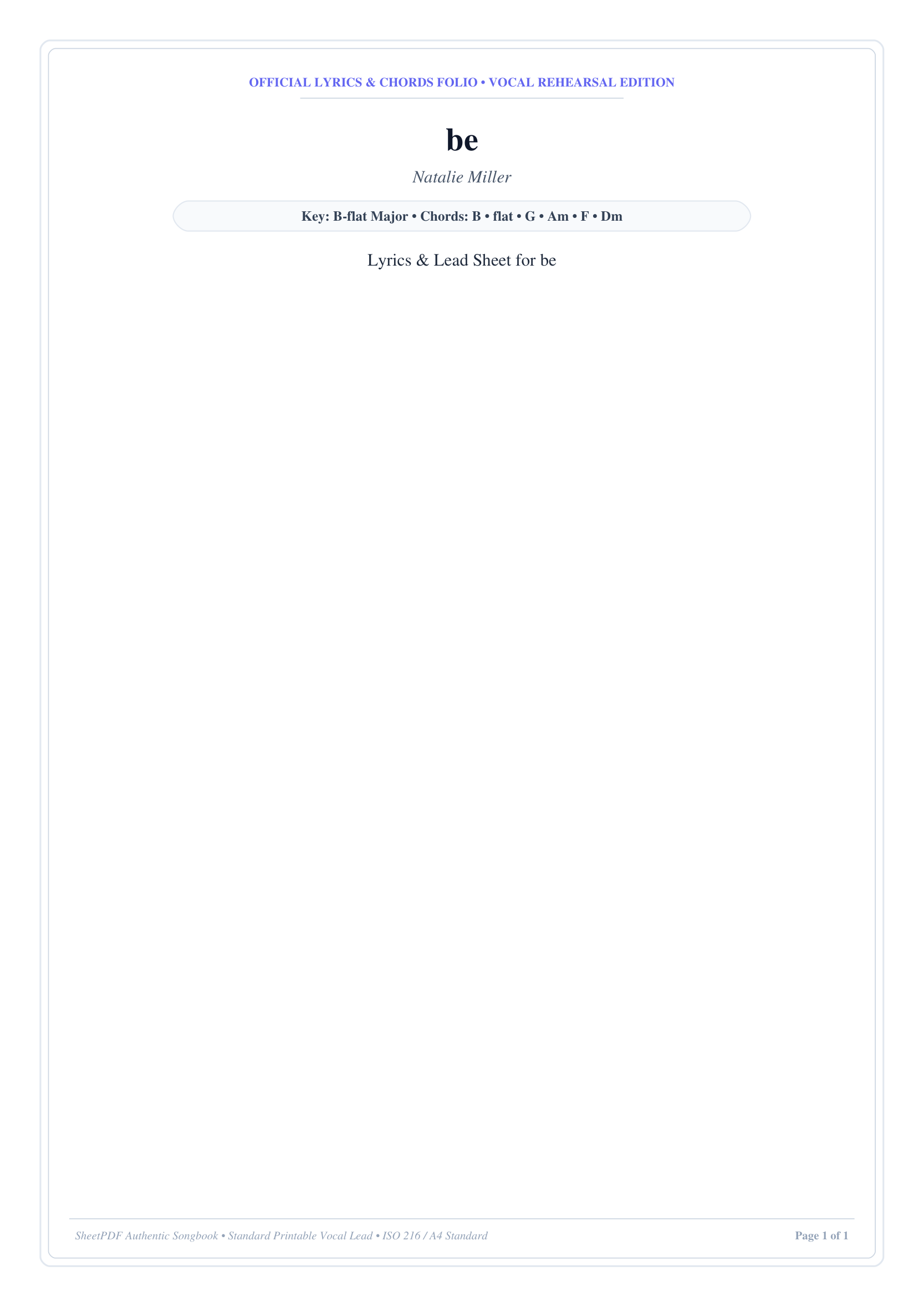 be Piano Sheet Music Page 1 Free PDF