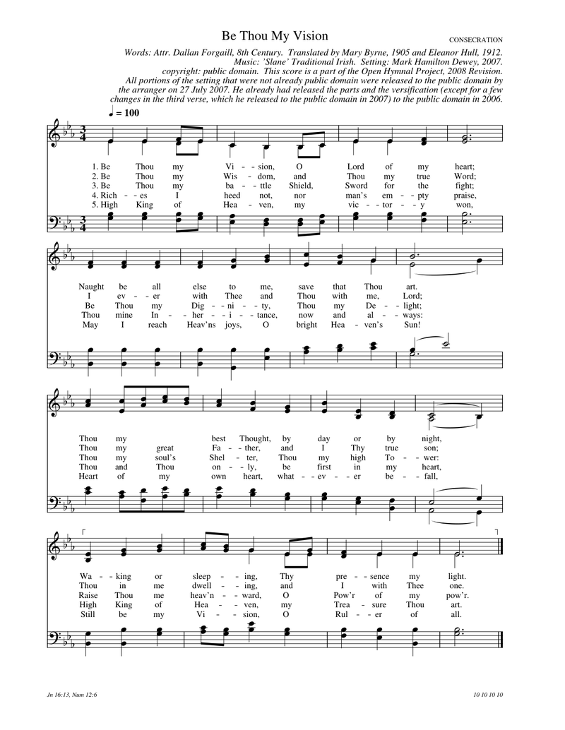 Be Thou My Vision Piano Sheet Music Page 1 Free PDF