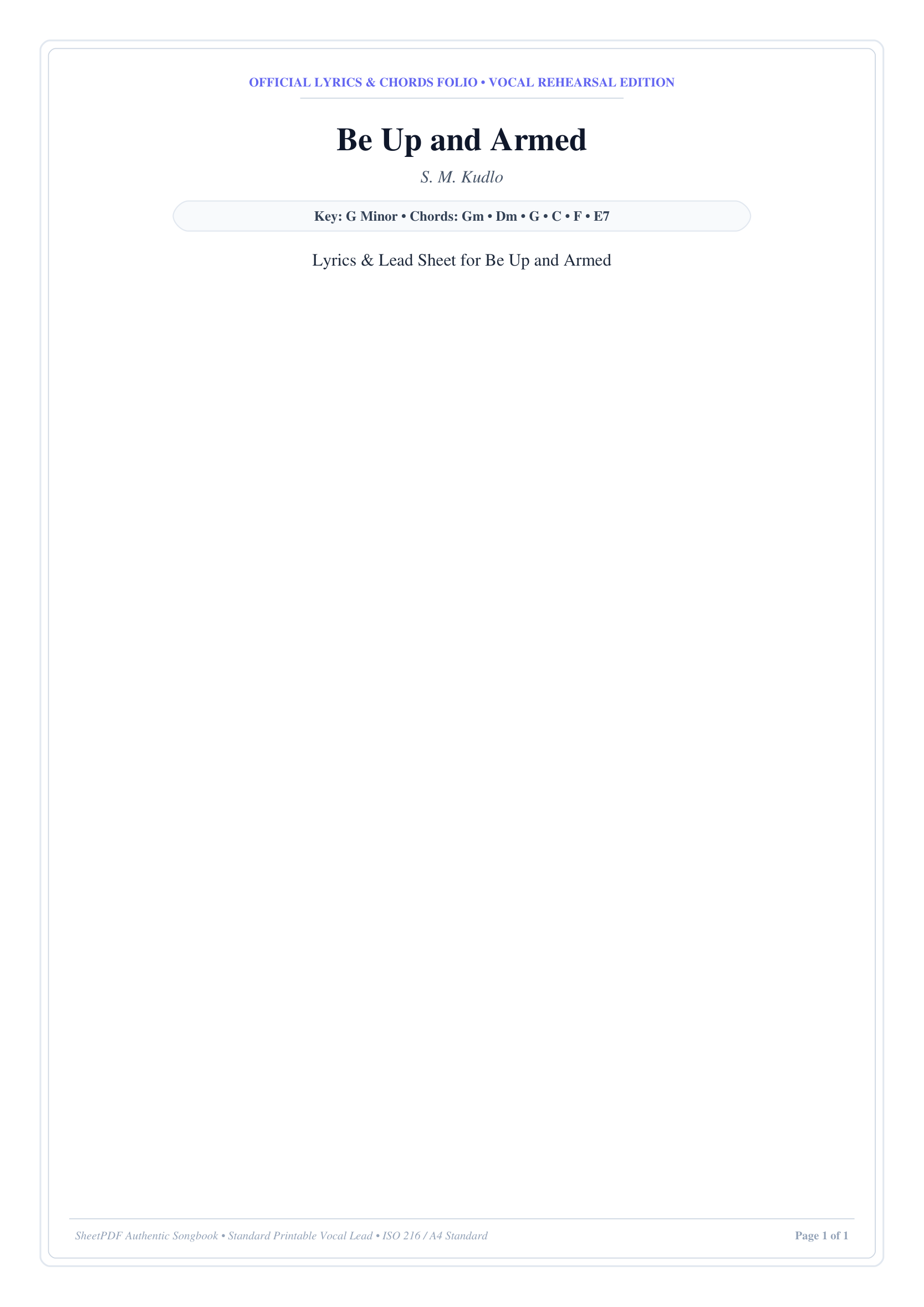 Be Up and Armed Lyrics & Chords Folio