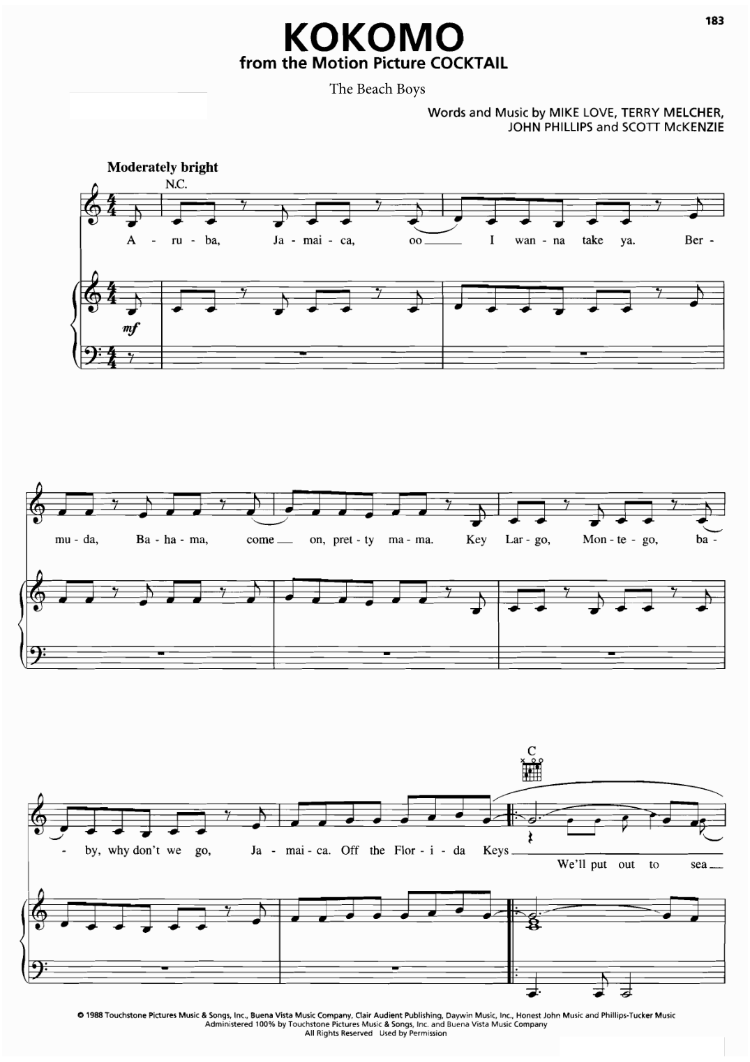 Kokomo Piano Sheet Music Page 1 Free PDF