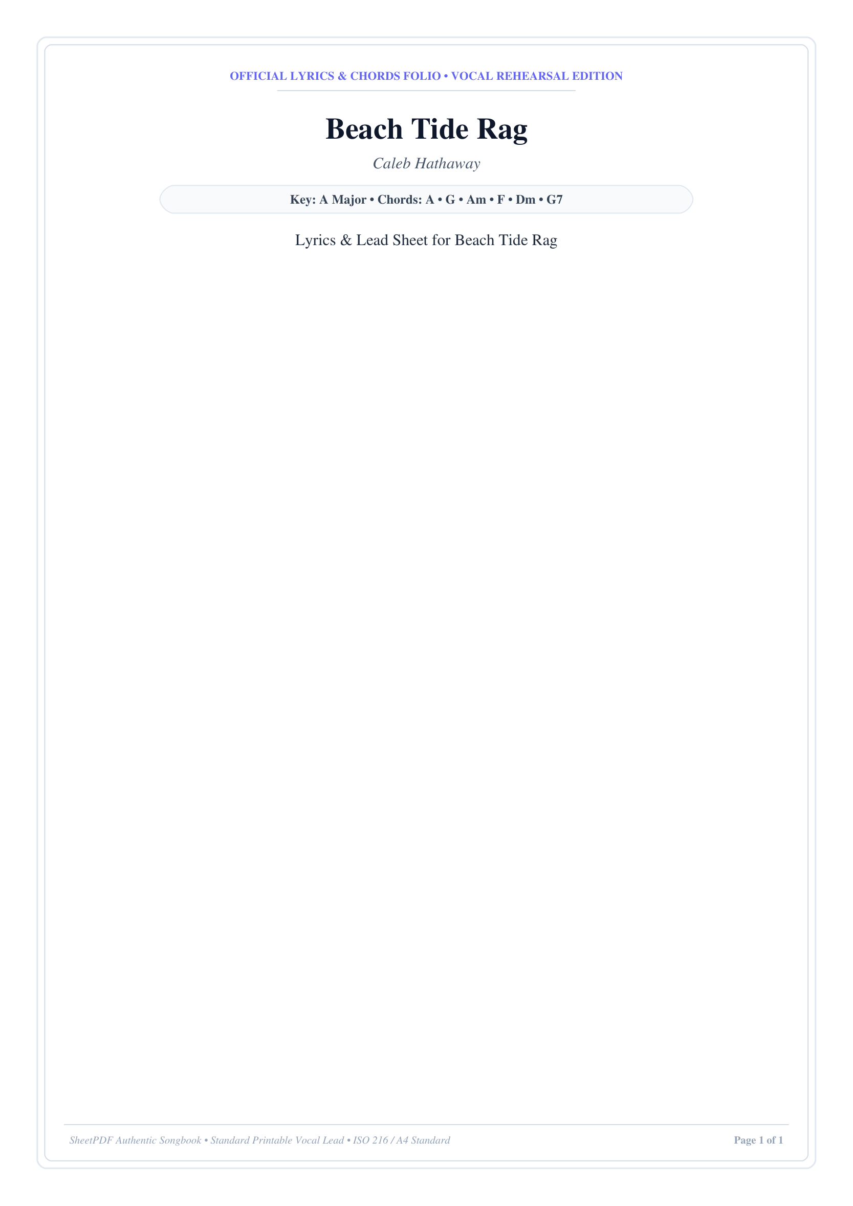 Beach Tide Rag Piano Sheet Music Page 1 Free PDF