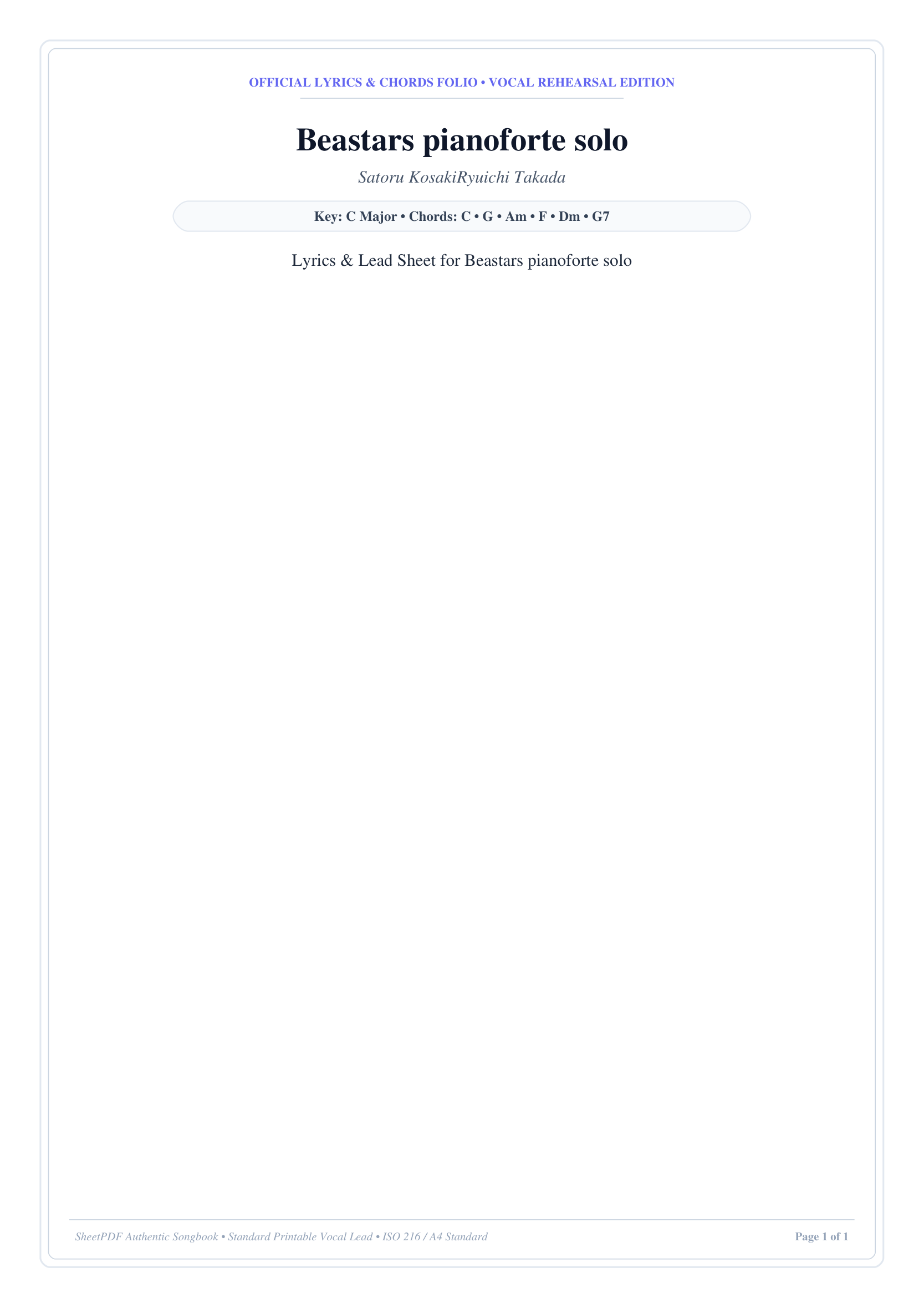 Beastars pianoforte solo Piano Sheet Music Page 1 Free PDF