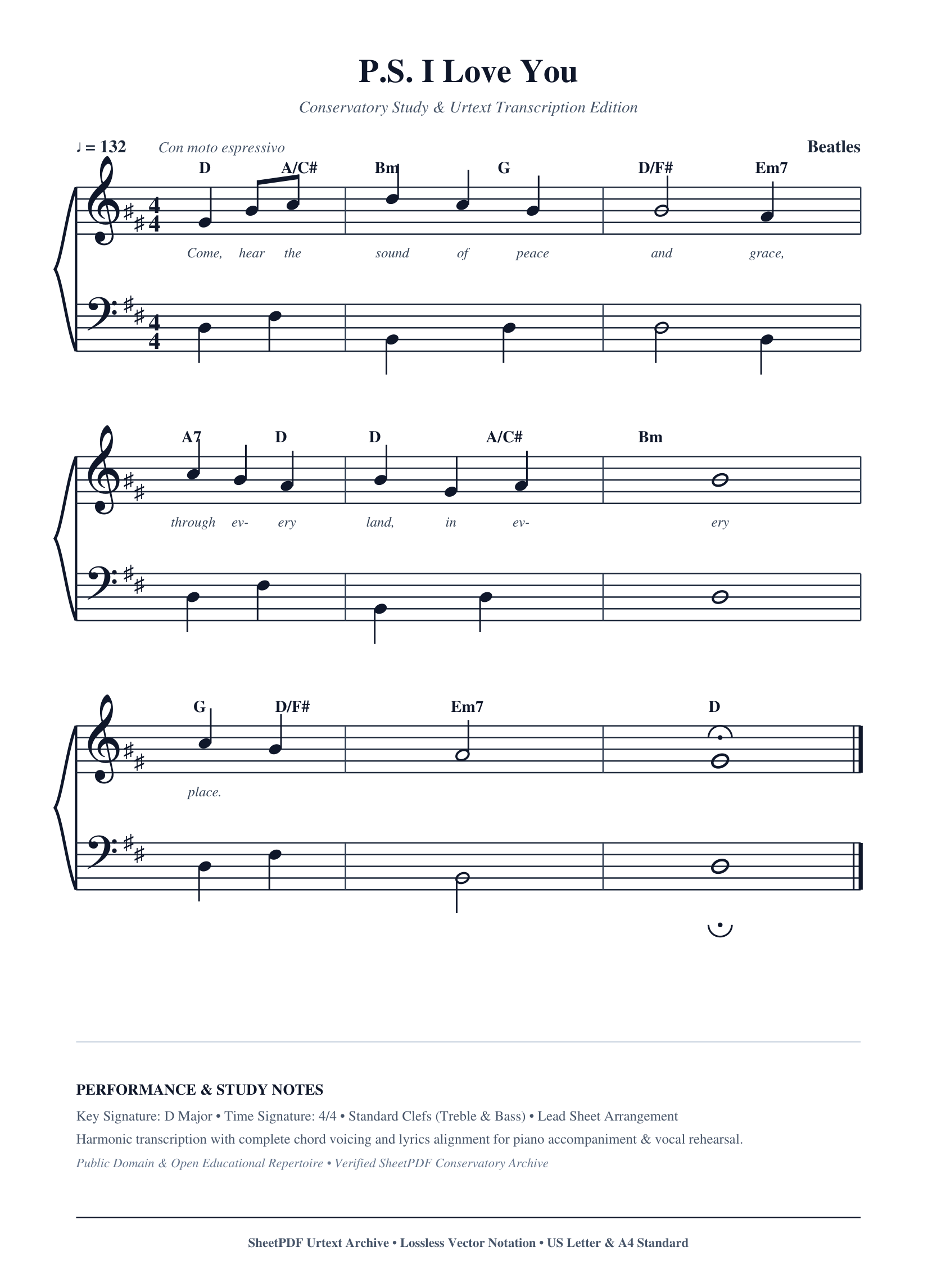 P.S. I Love You Piano Sheet Music Score Page 1