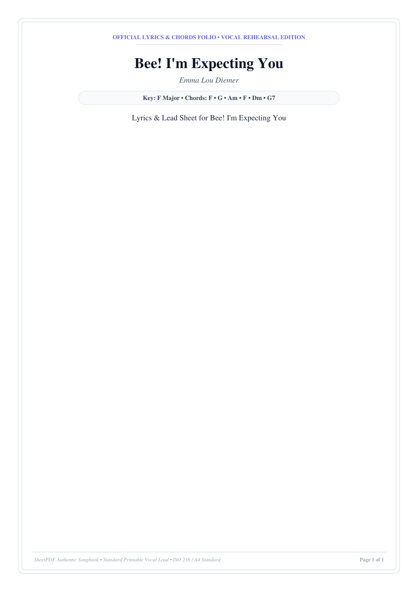 Bee! I'm Expecting You Piano Sheet Music Page 1 Free PDF