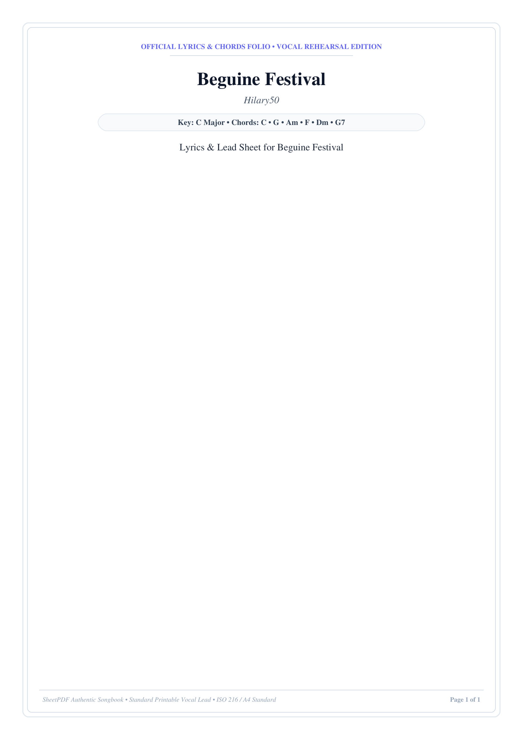 Beguine Festival Piano Sheet Music Page 1 Free PDF