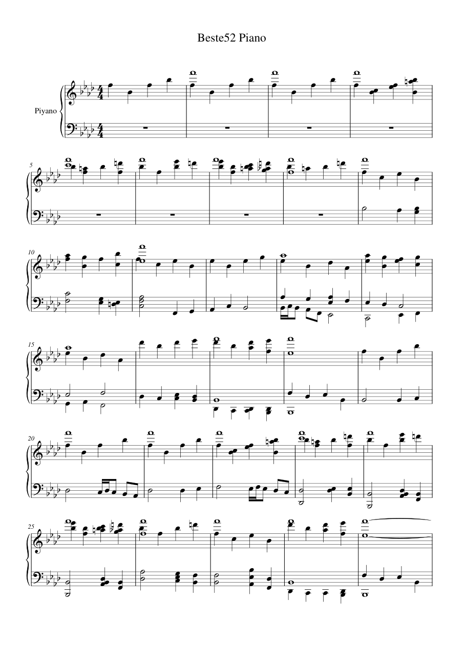 Beste52 Piano Piano Sheet Music Page 1 Free PDF
