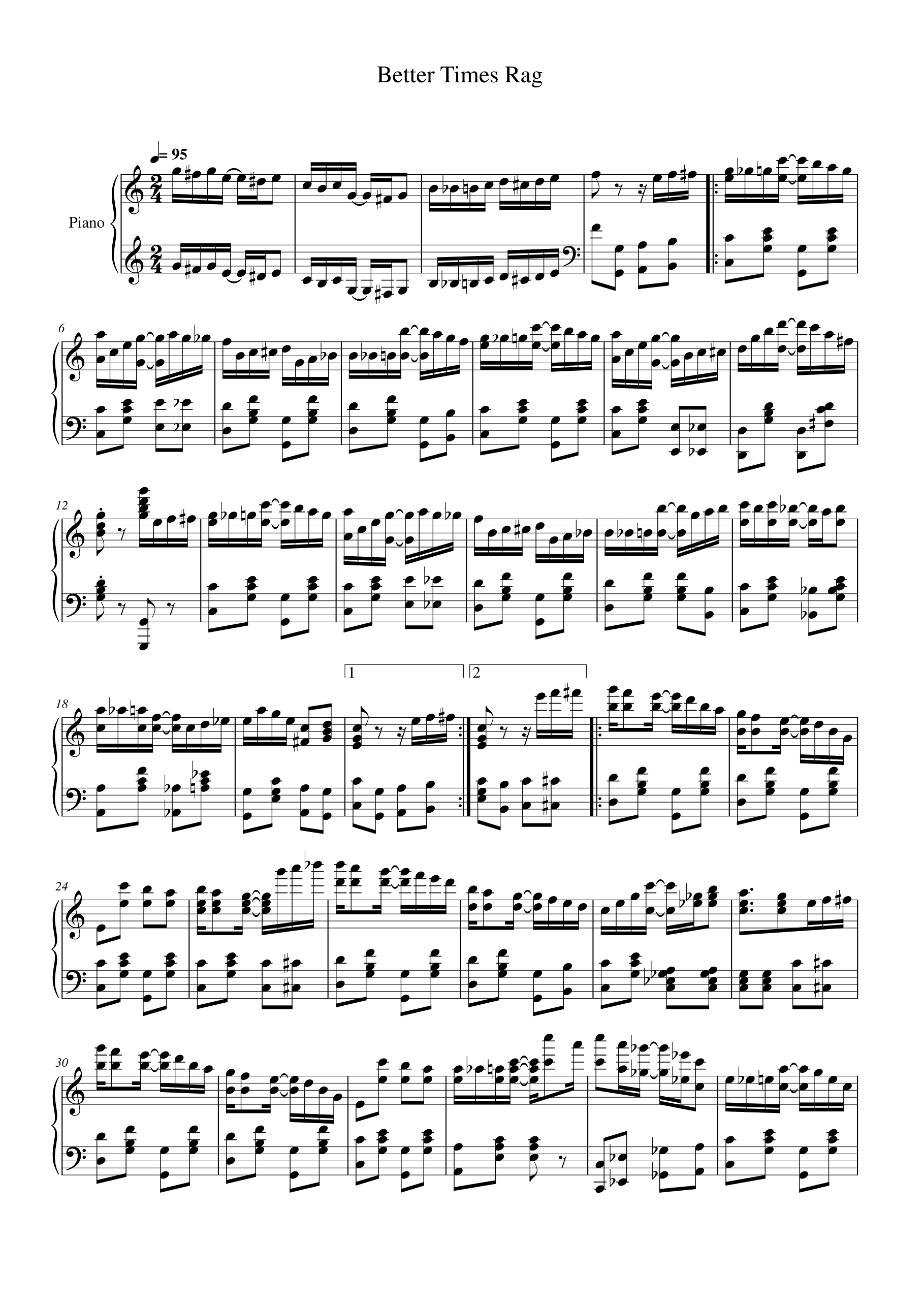 Better Times Rag Piano Sheet Music Score Preview