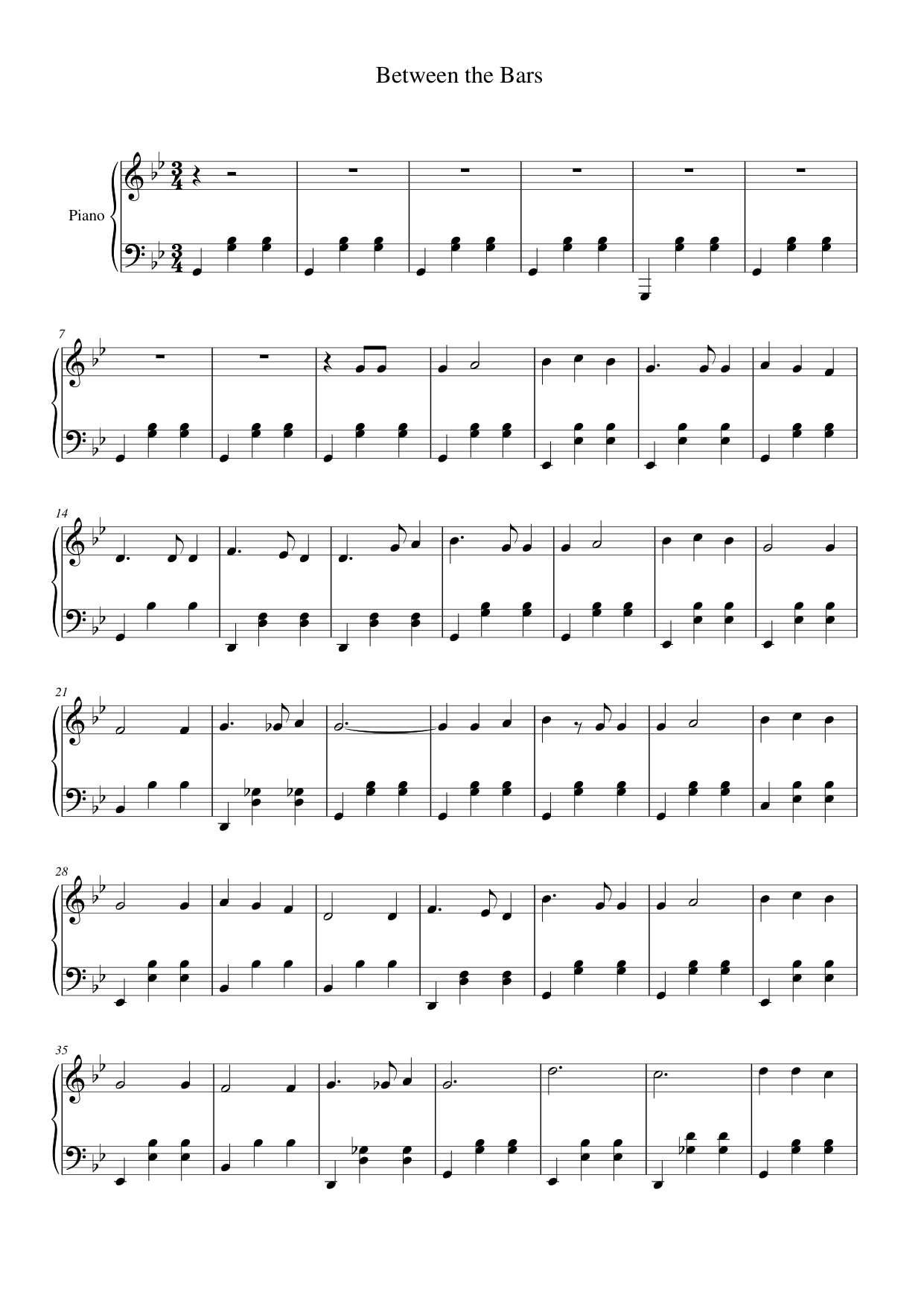 Between the Bars Lyrics & Chords Folio