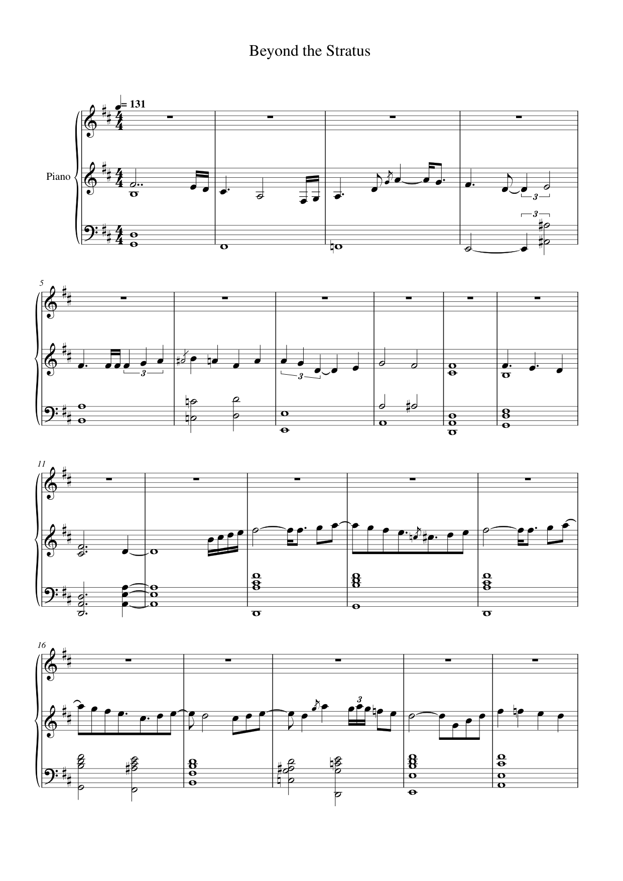 Beyond the Stratus Piano Sheet Music Page 1 Free PDF