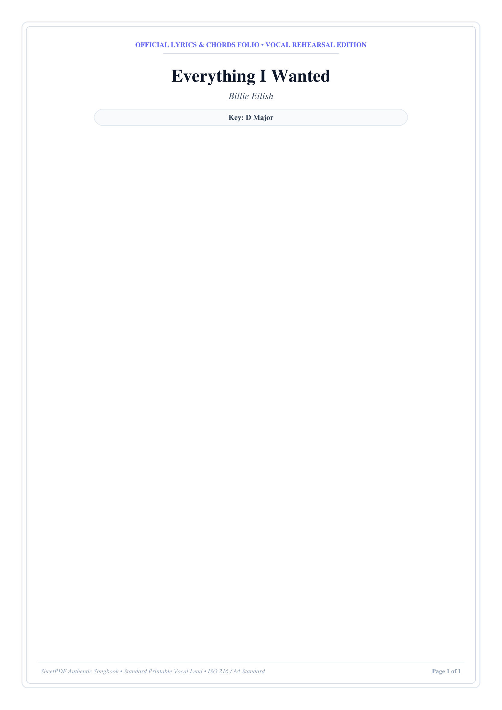 Everything I Wanted Piano Sheet Music Page 1 Free PDF
