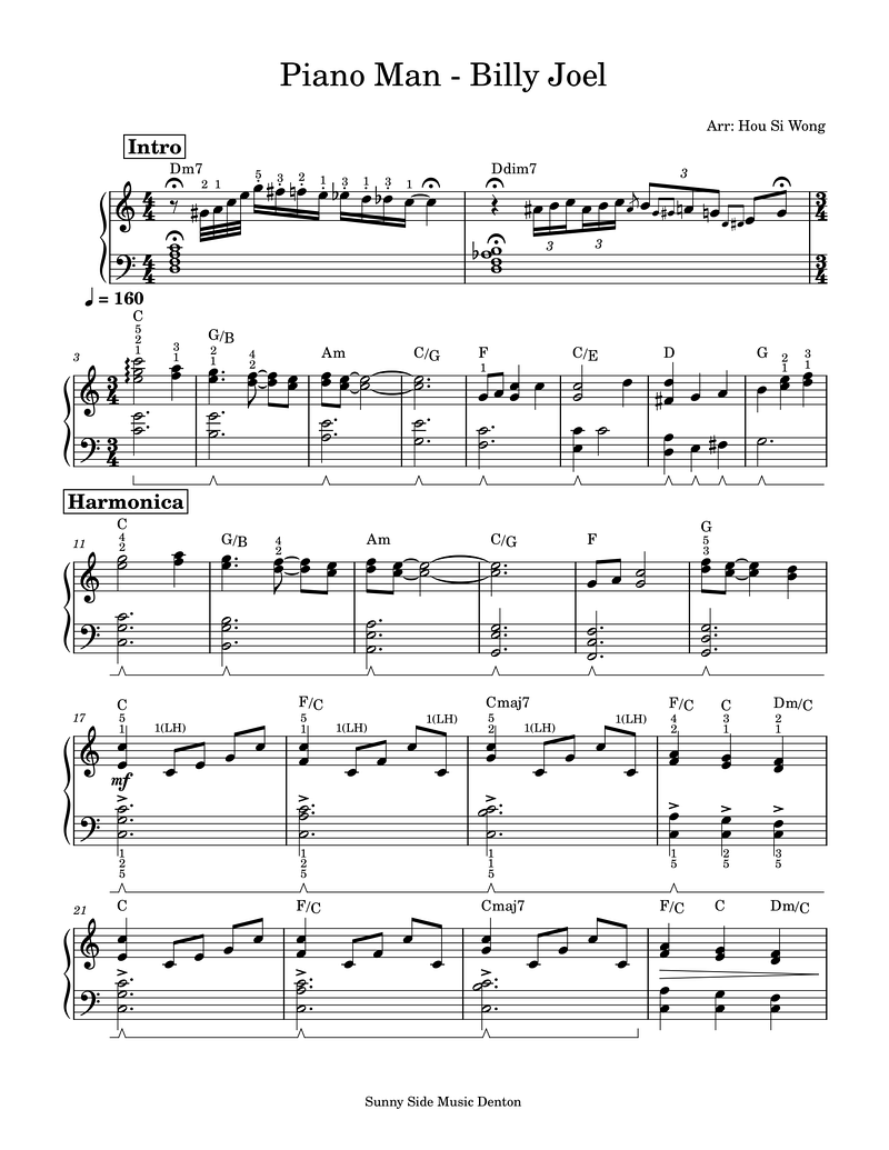 Piano Man Piano Sheet Music Page 1 Free PDF