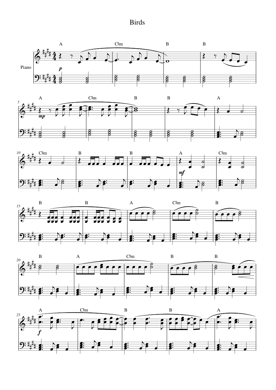 Birds Lyrics & Chords Folio