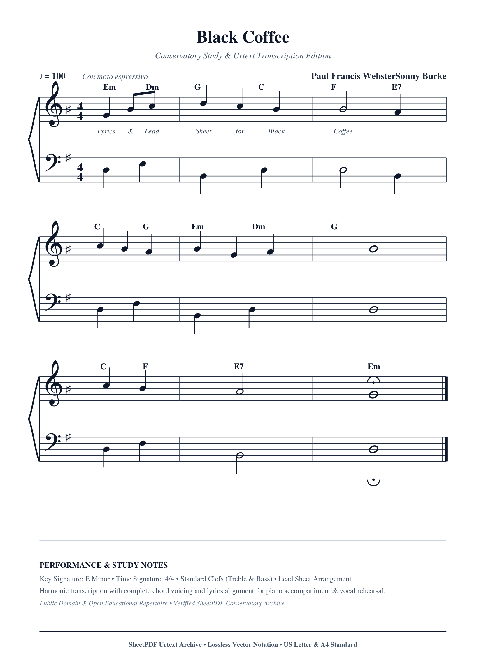 Black Coffee Piano Sheet Music Page 1 Free PDF