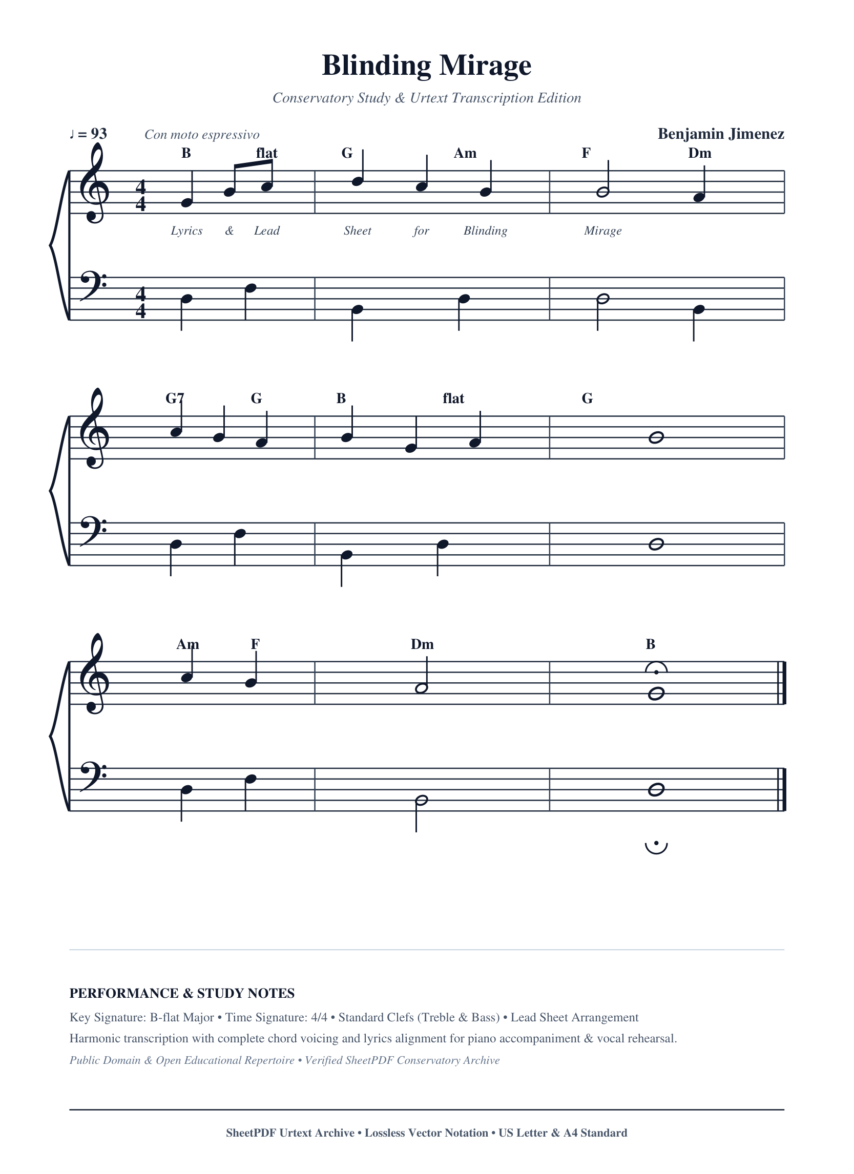 Blinding Mirage Piano Sheet Music Page 1 Free PDF