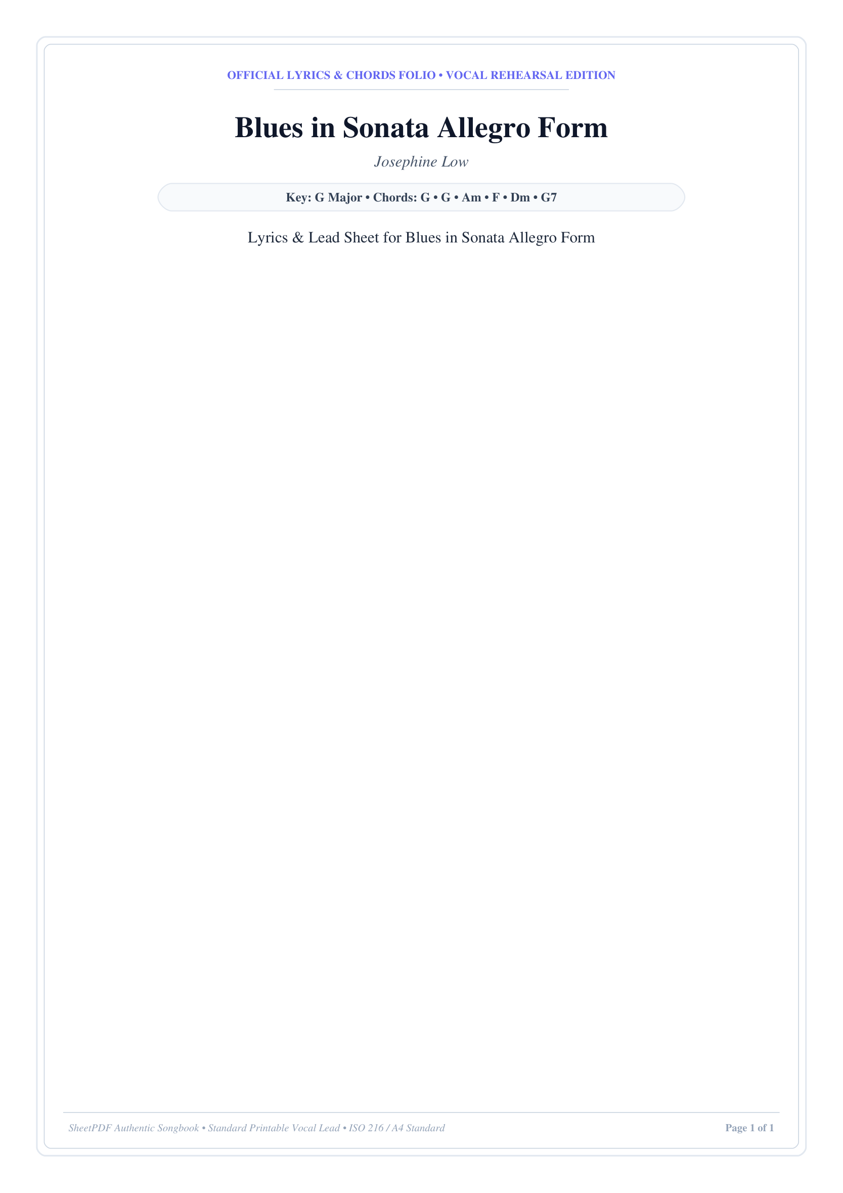 Blues in Sonata Allegro Form Piano Sheet Music Page 1 Free PDF