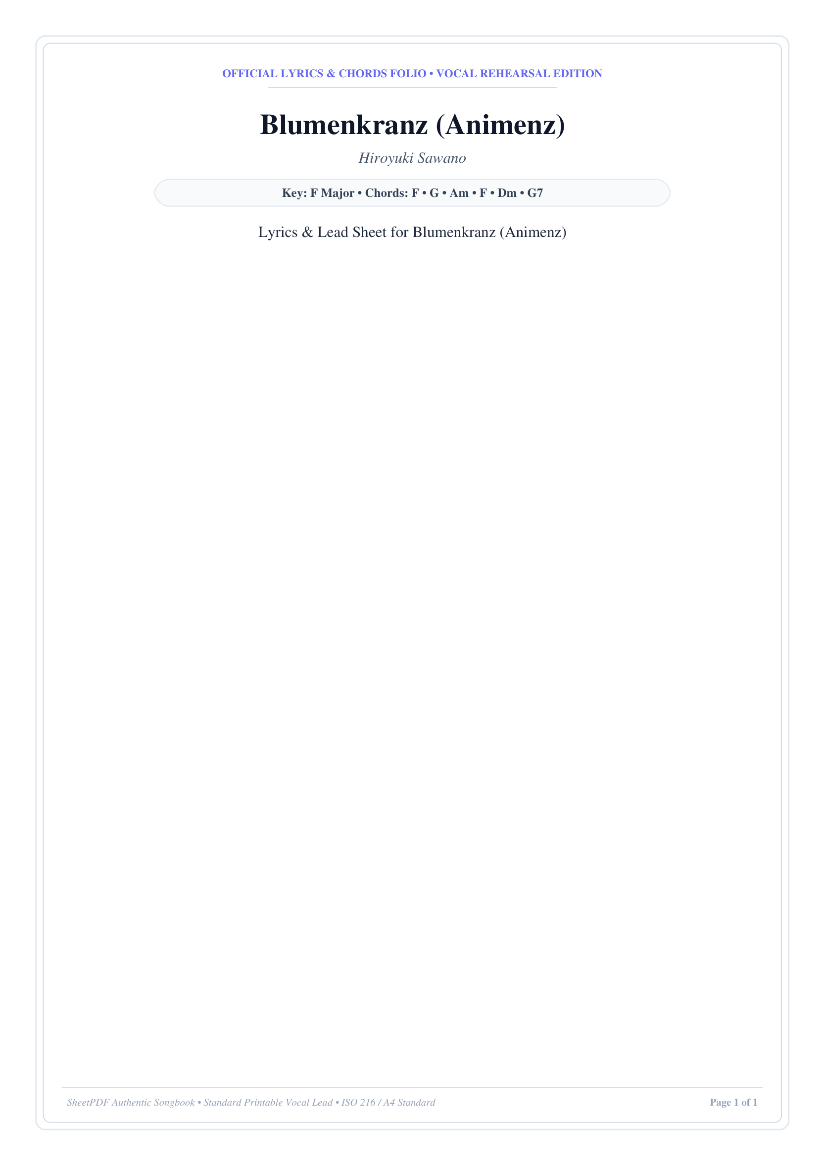 Blumenkranz (Animenz) Lyrics & Chords Folio