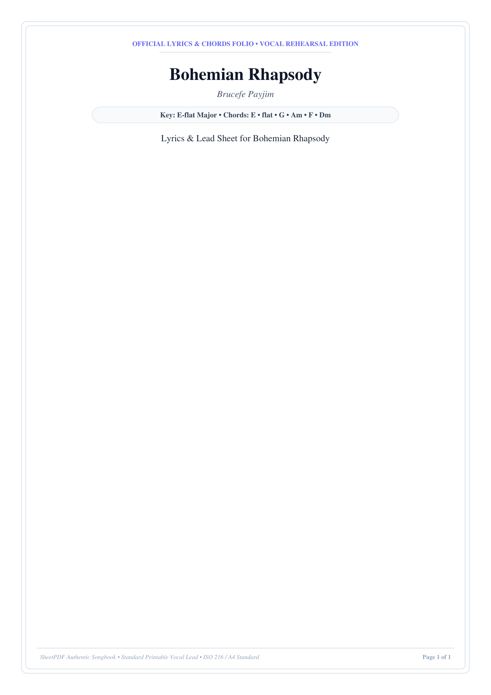 Bohemian Rhapsody Piano Sheet Music Page 1 Free PDF