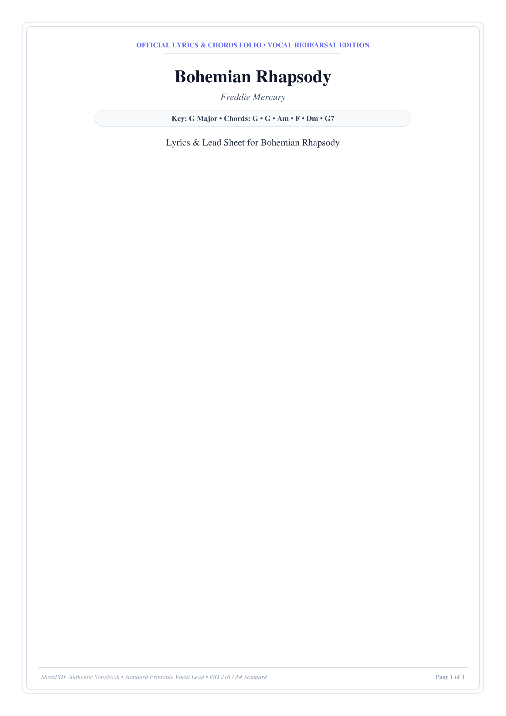 Bohemian Rhapsody Piano Sheet Music Page 1 Free PDF