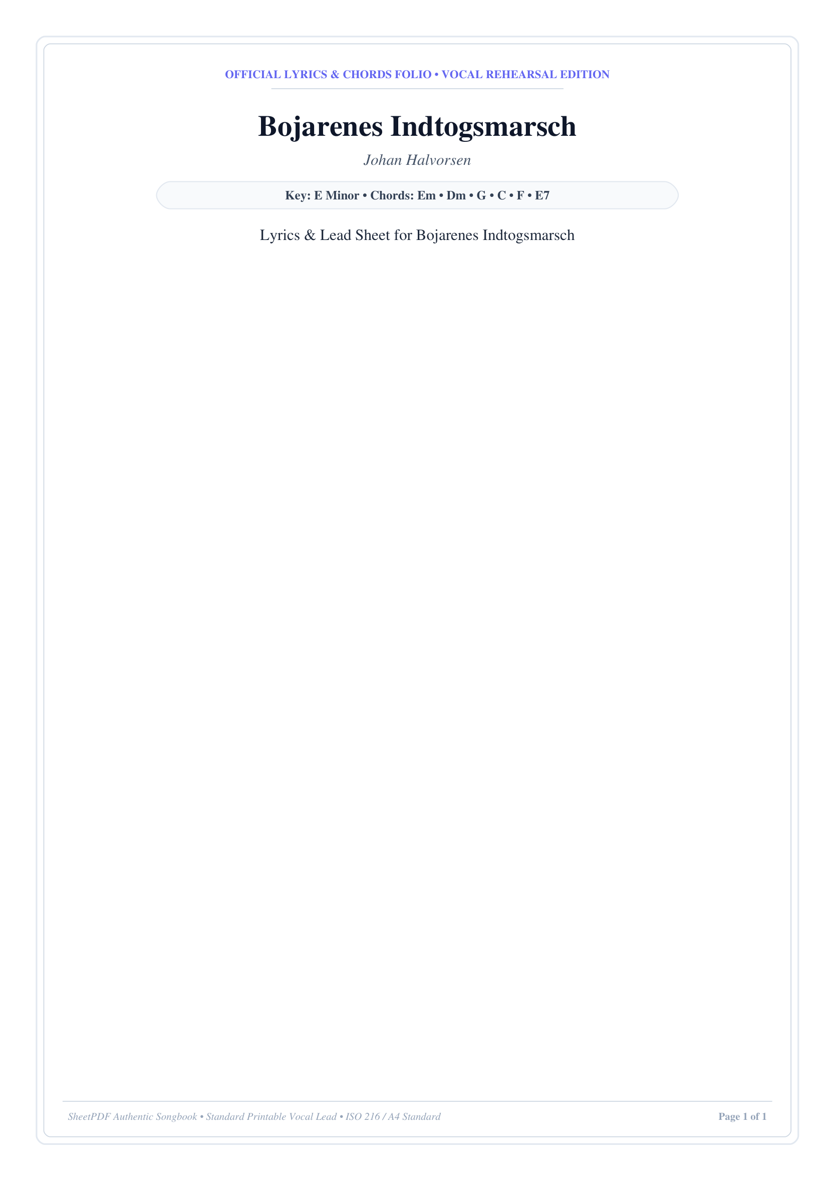 Bojarenes Indtogsmarsch Piano Sheet Music Page 1 Free PDF
