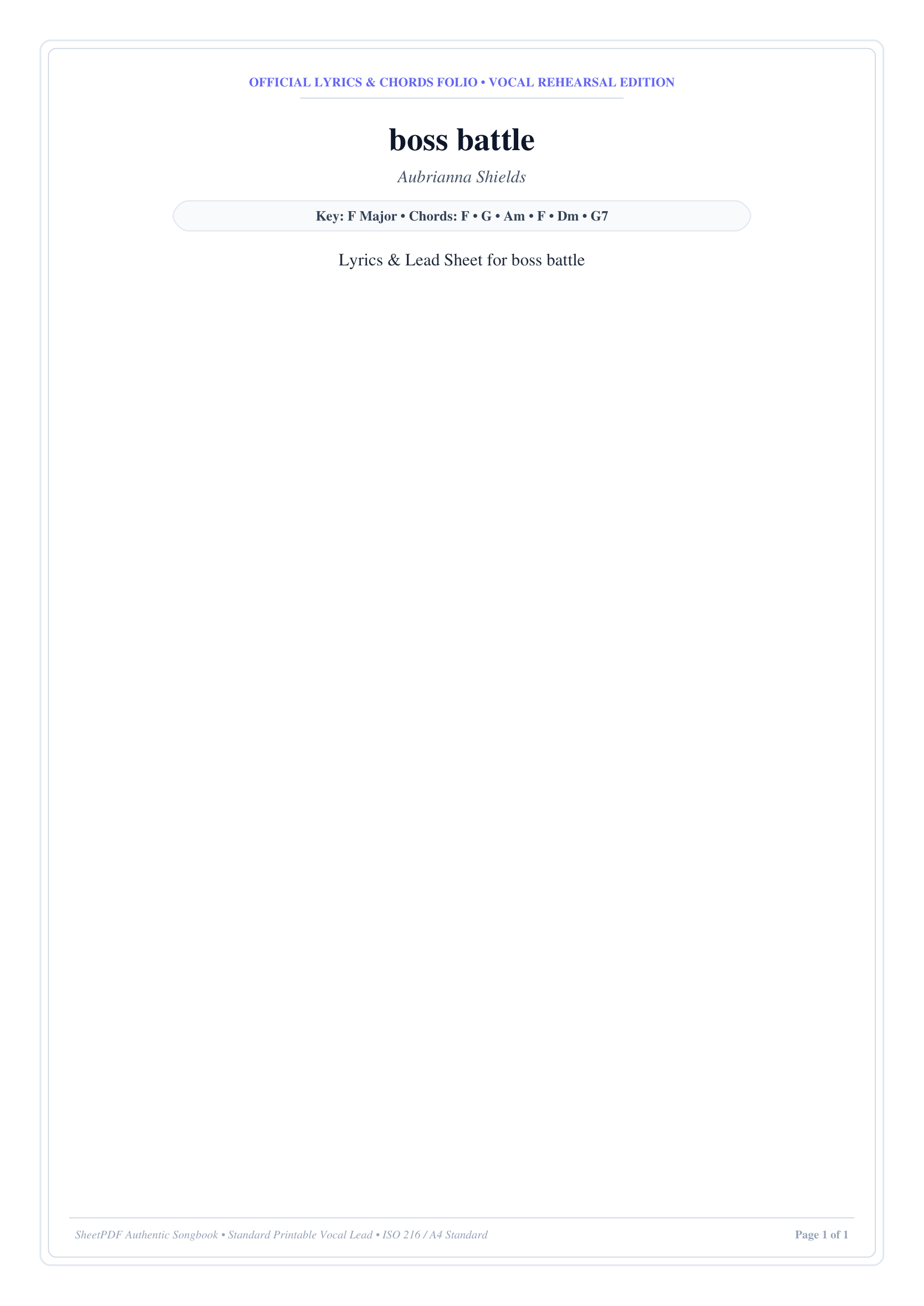 boss battle Lyrics & Chords Folio