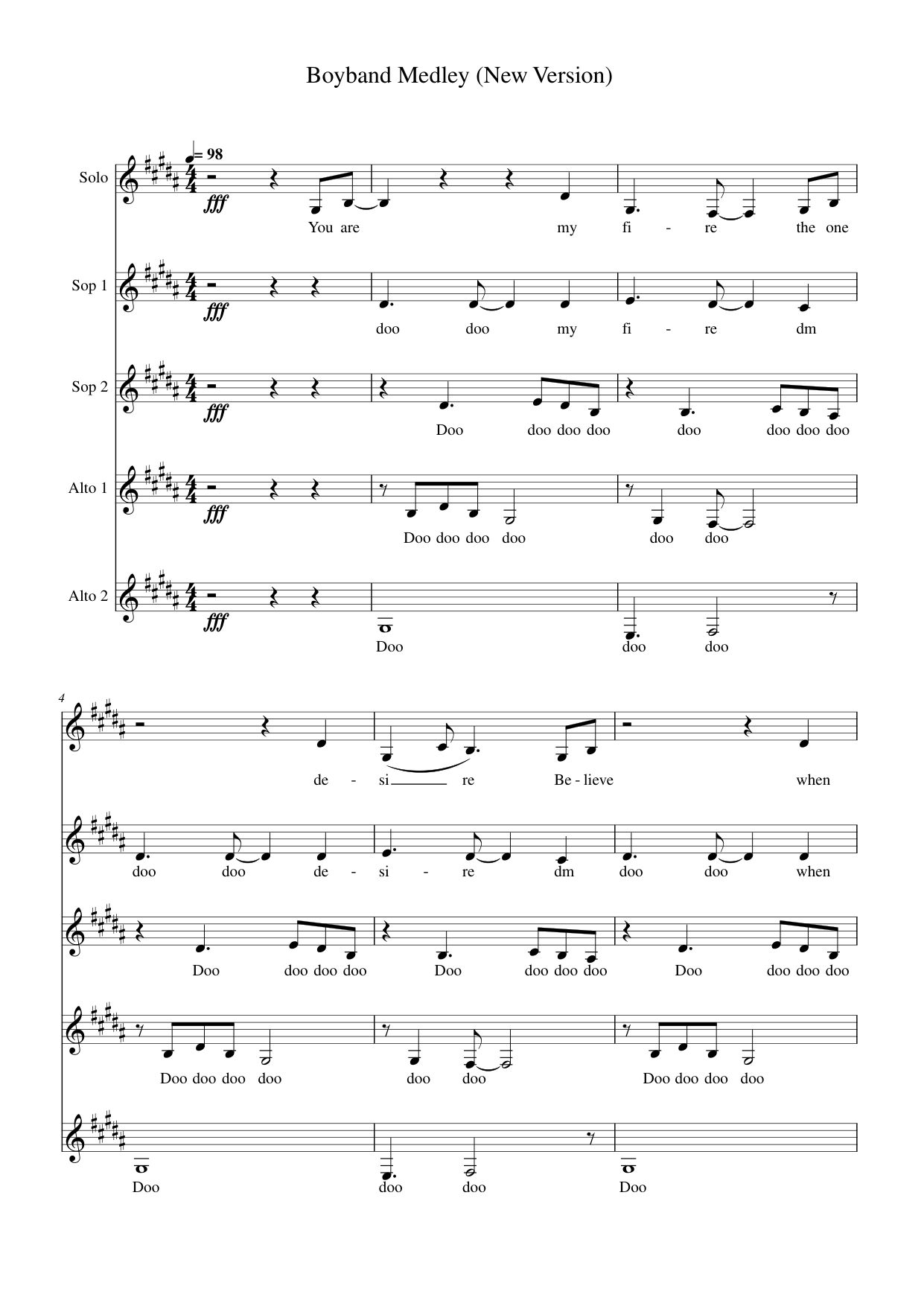 Boyband Medley (New Version) Lyrics & Chords Folio