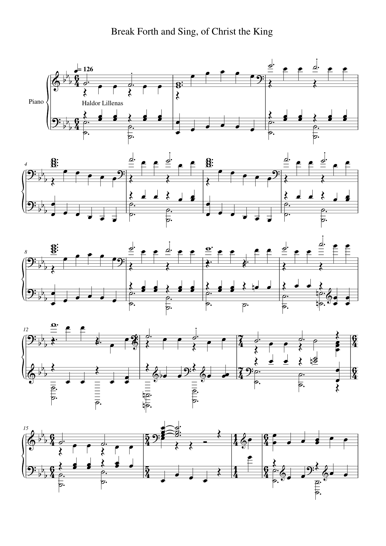 Break Forth and Sing, of Christ the King Piano Sheet Music Page 1 Free PDF
