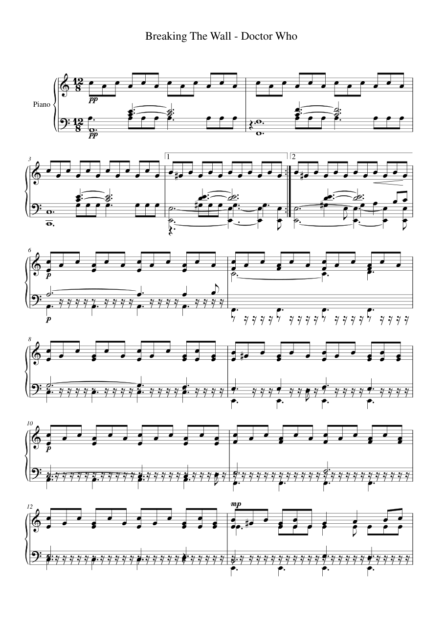 Breaking The Wall Piano Sheet Music Page 1 Free PDF