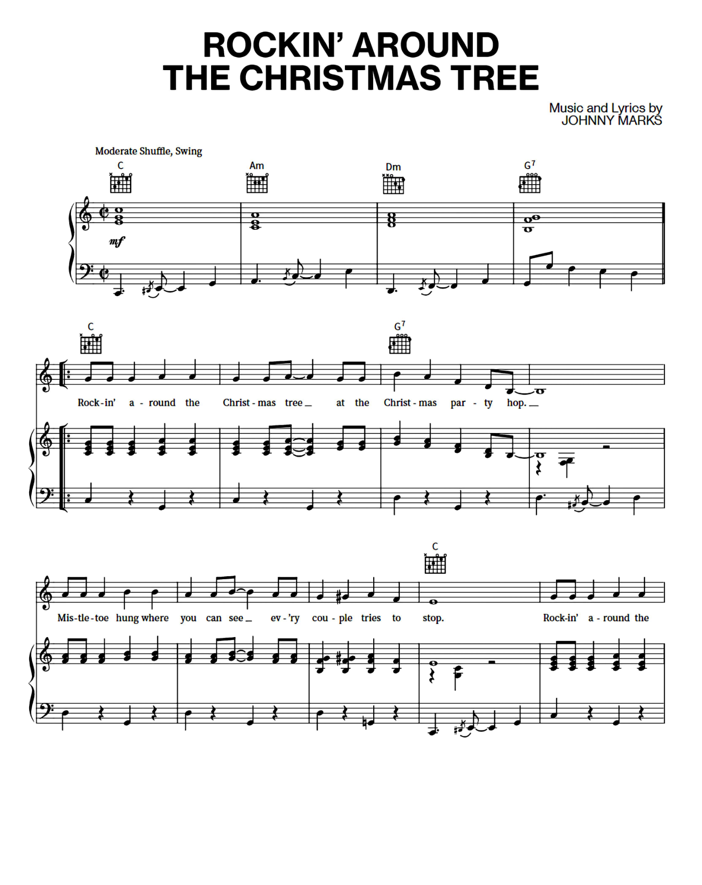 Rockin' Around The Christmas Tree Piano Sheet Music Page 1 Free PDF