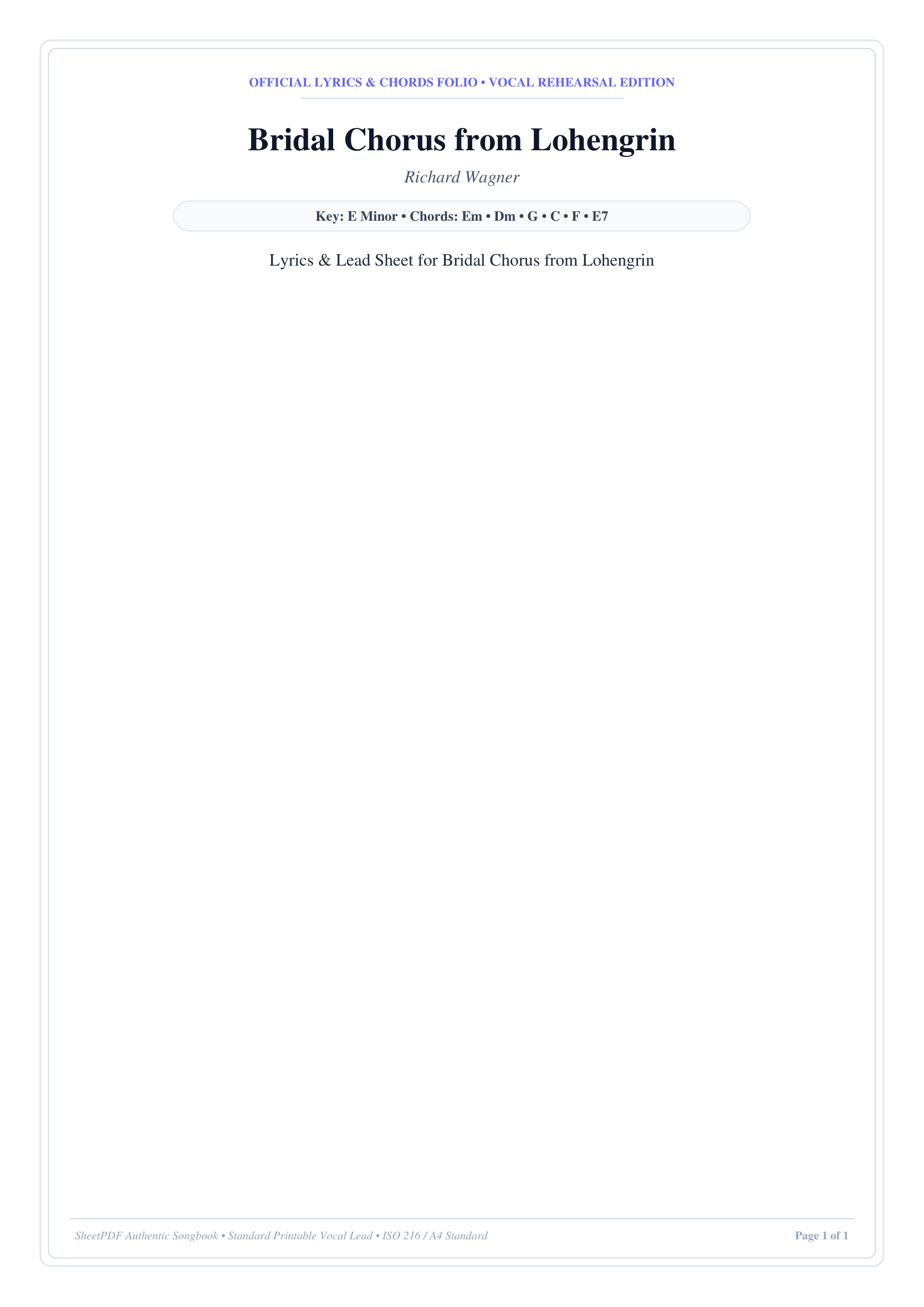 Bridal Chorus from Lohengrin Piano Sheet Music Page 1 Free PDF
