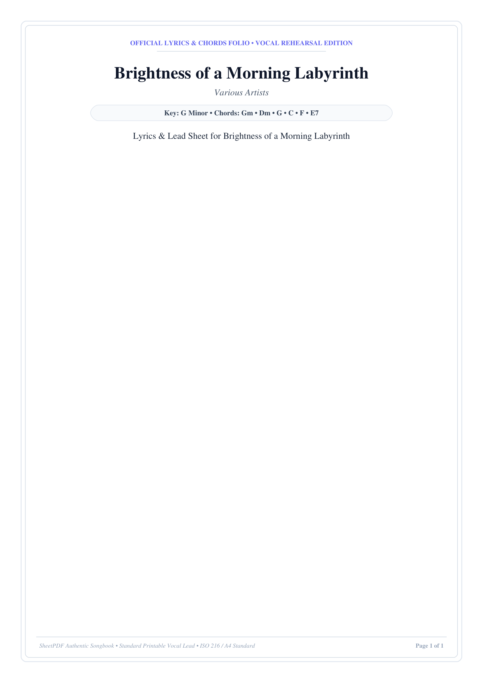 Brightness of a Morning Labyrinth Piano Sheet Music Page 1 Free PDF