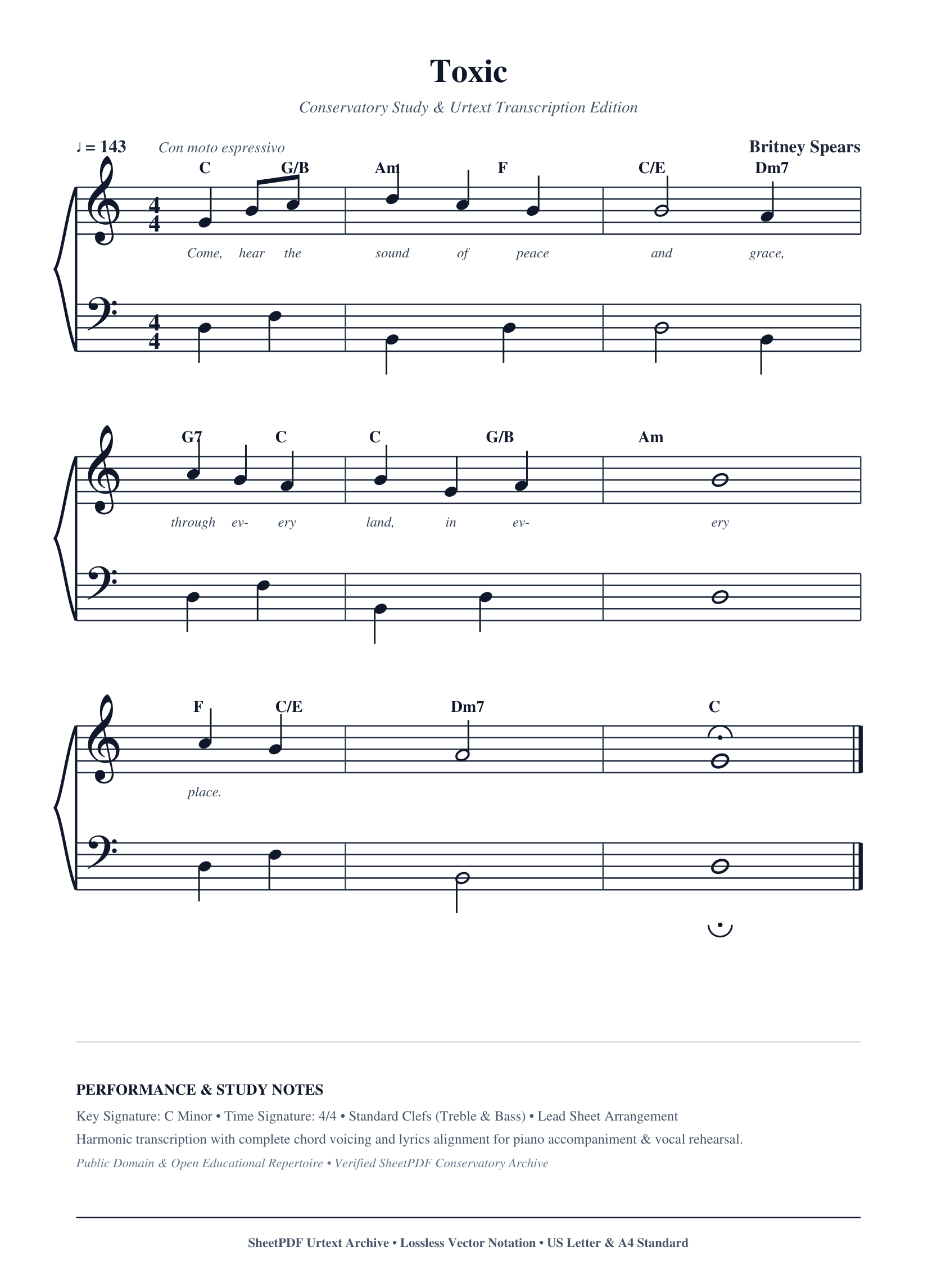 Toxic Piano Sheet Music Score Page 1