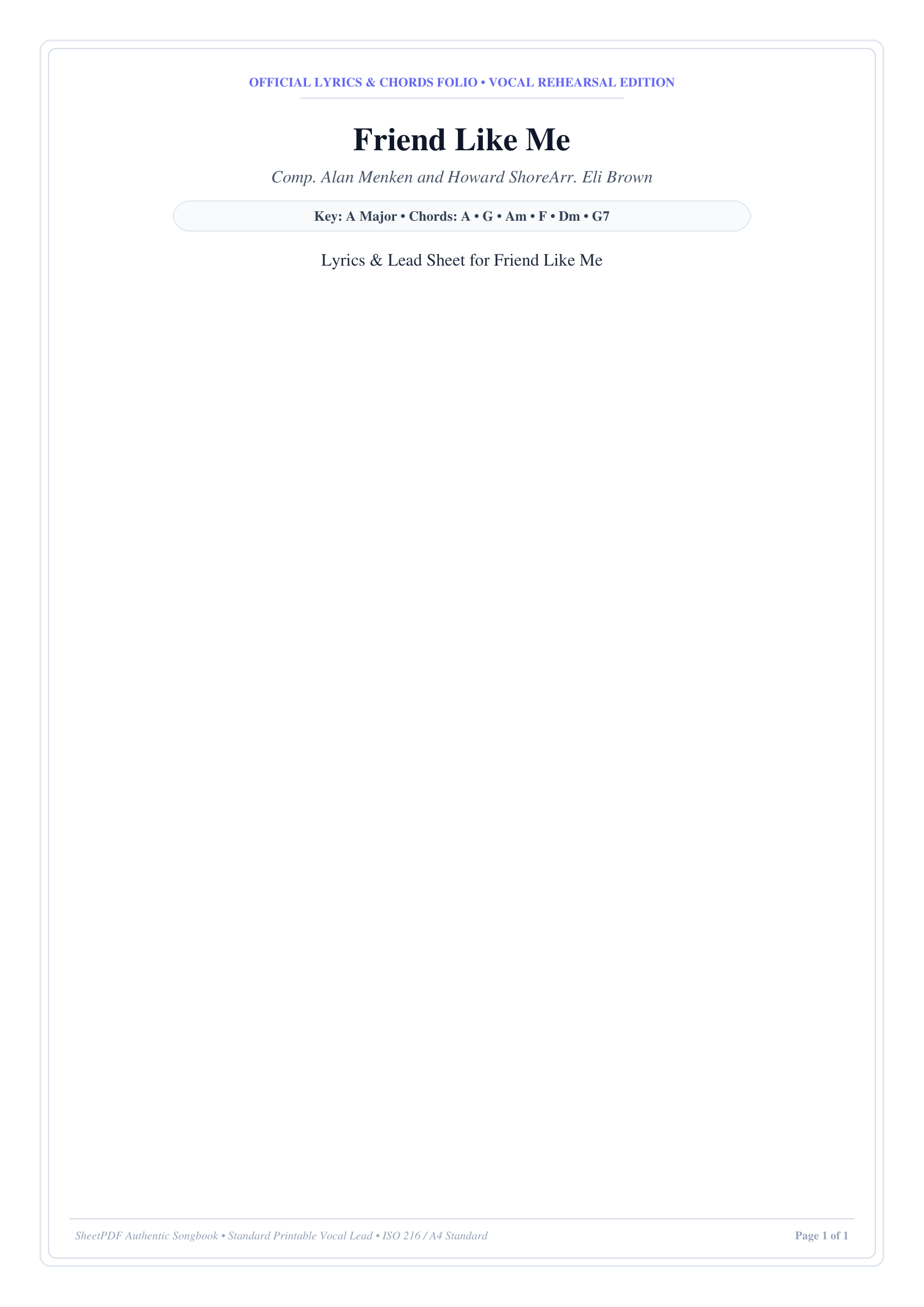 Friend Like Me Piano Sheet Music Page 1 Free PDF