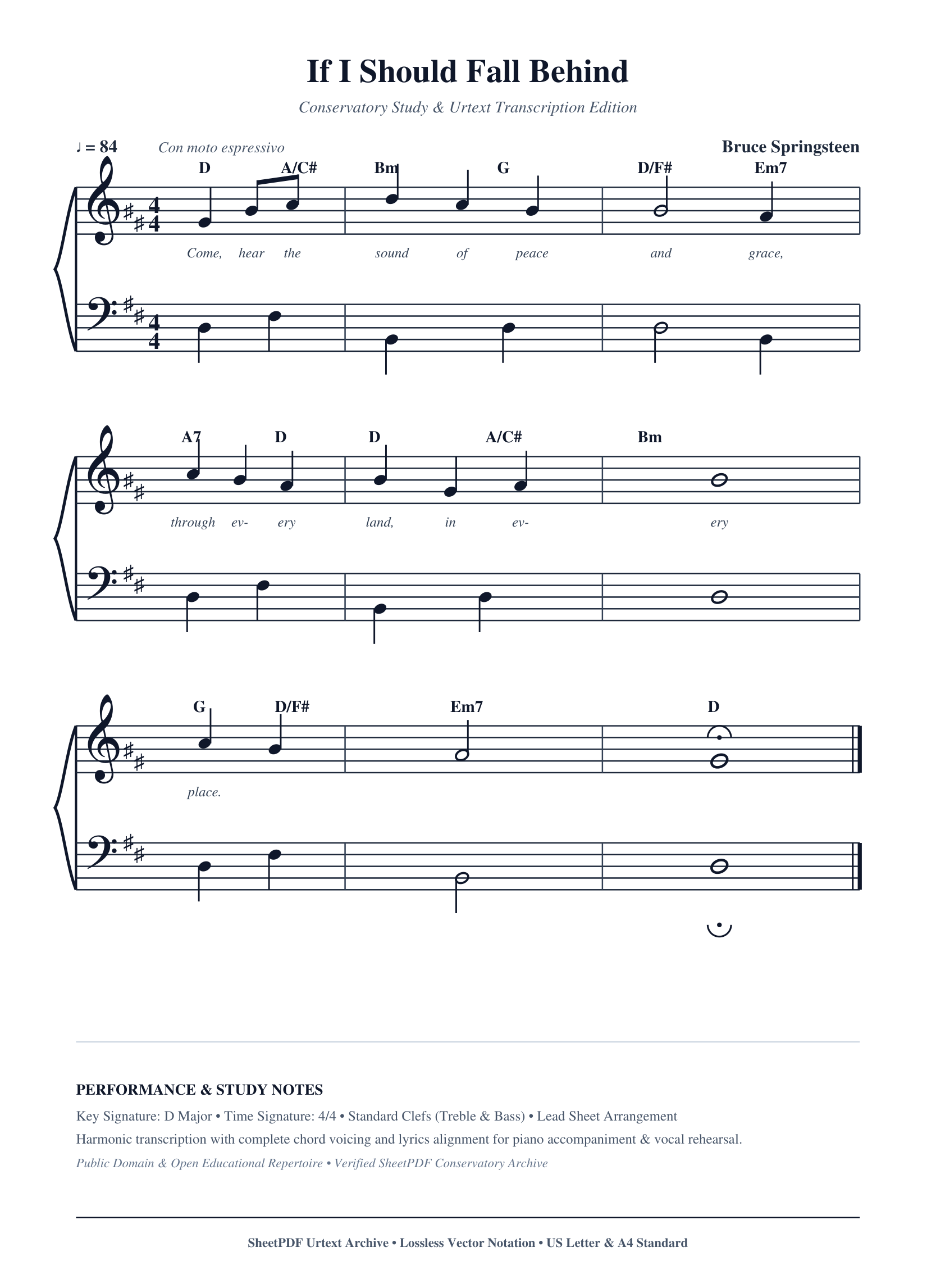 If I Should Fall Behind Piano Sheet Music Score Page 1
