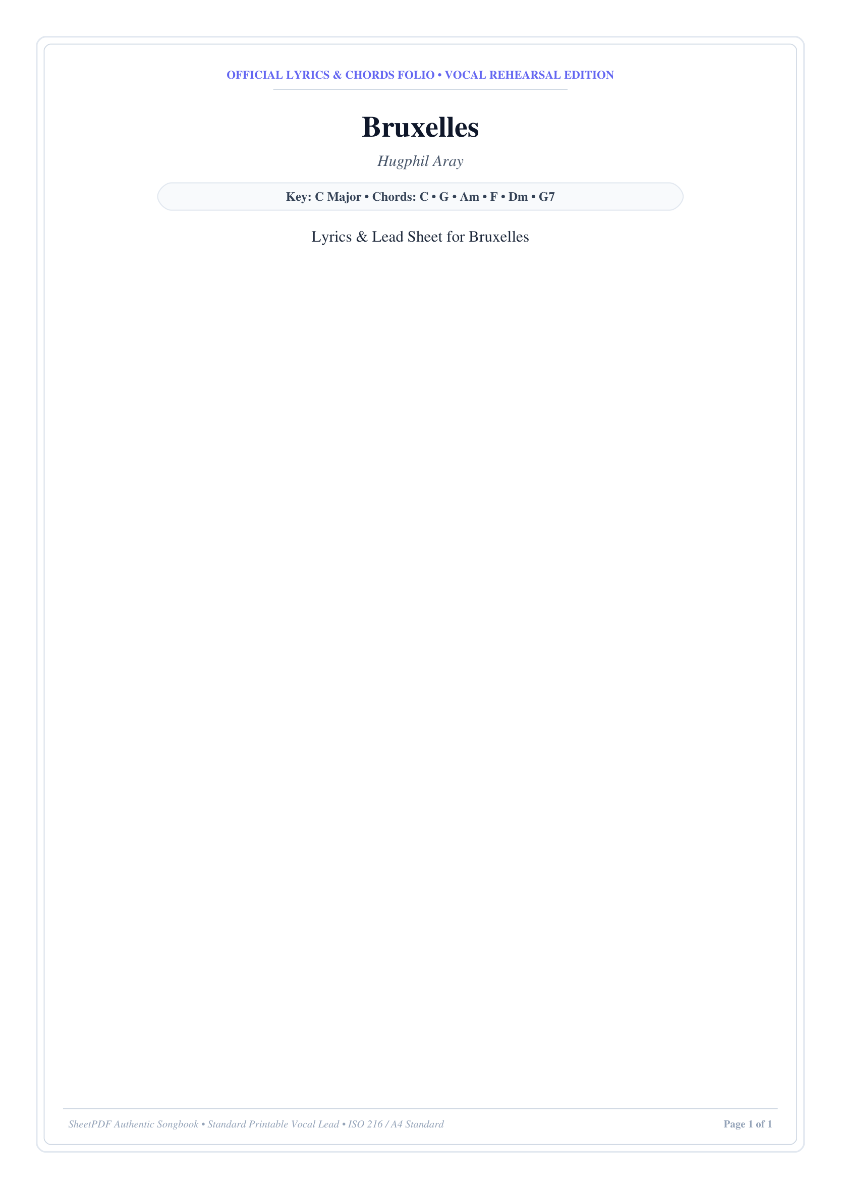 Bruxelles Lyrics & Chords Folio
