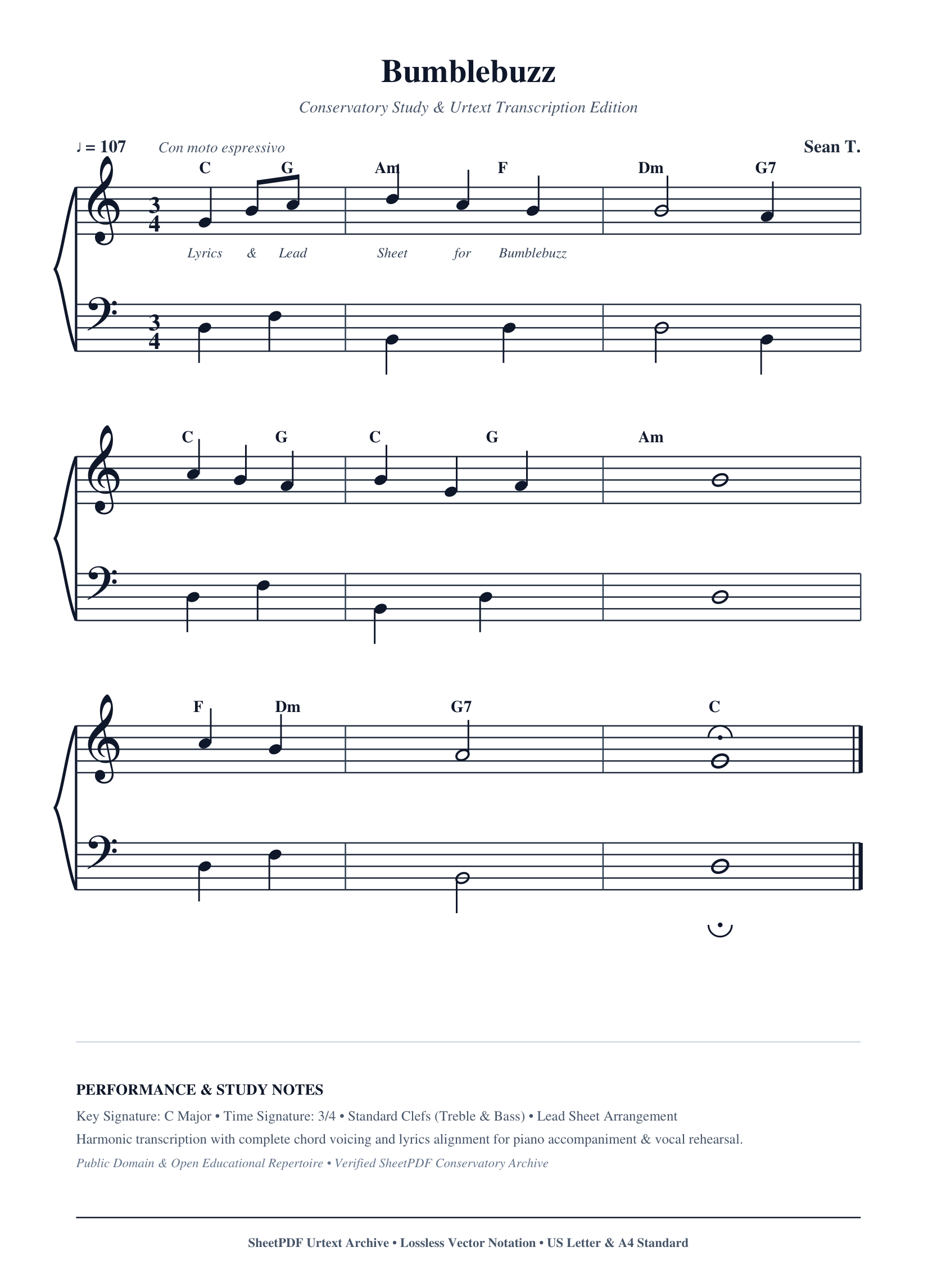 Bumblebuzz Piano Sheet Music Score Page 1