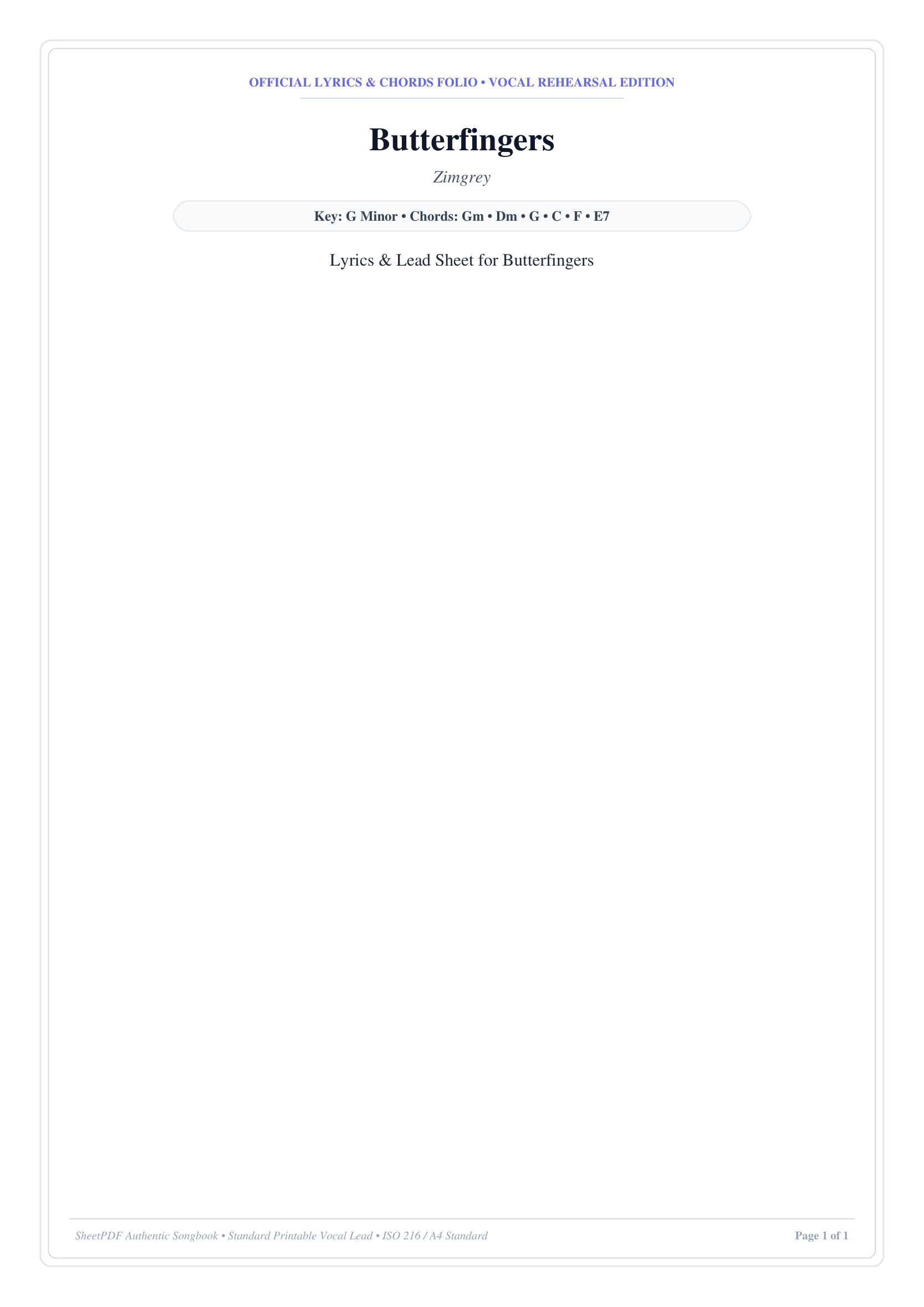 Butterfingers Piano Sheet Music Page 1 Free PDF