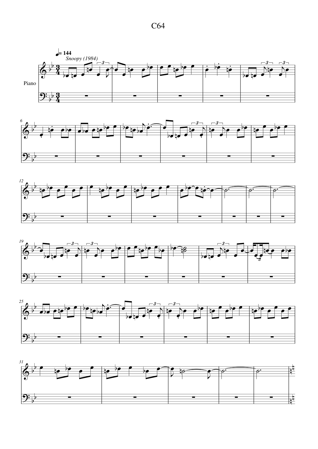 C64 Piano Sheet Music Page 1 Free PDF