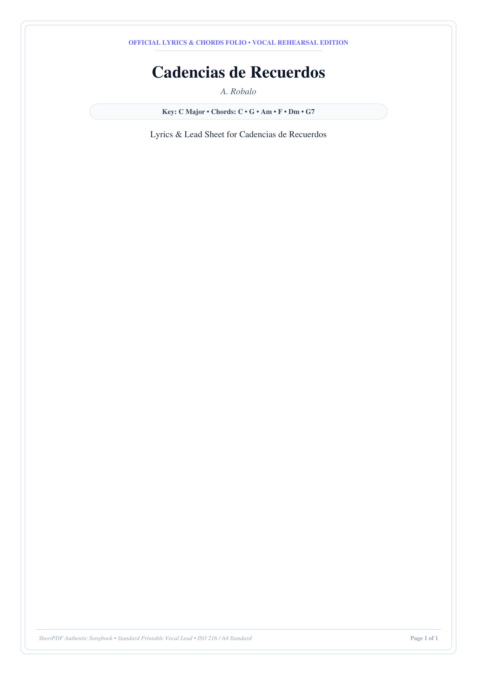 Cadencias de Recuerdos Piano Sheet Music Page 1 Free PDF