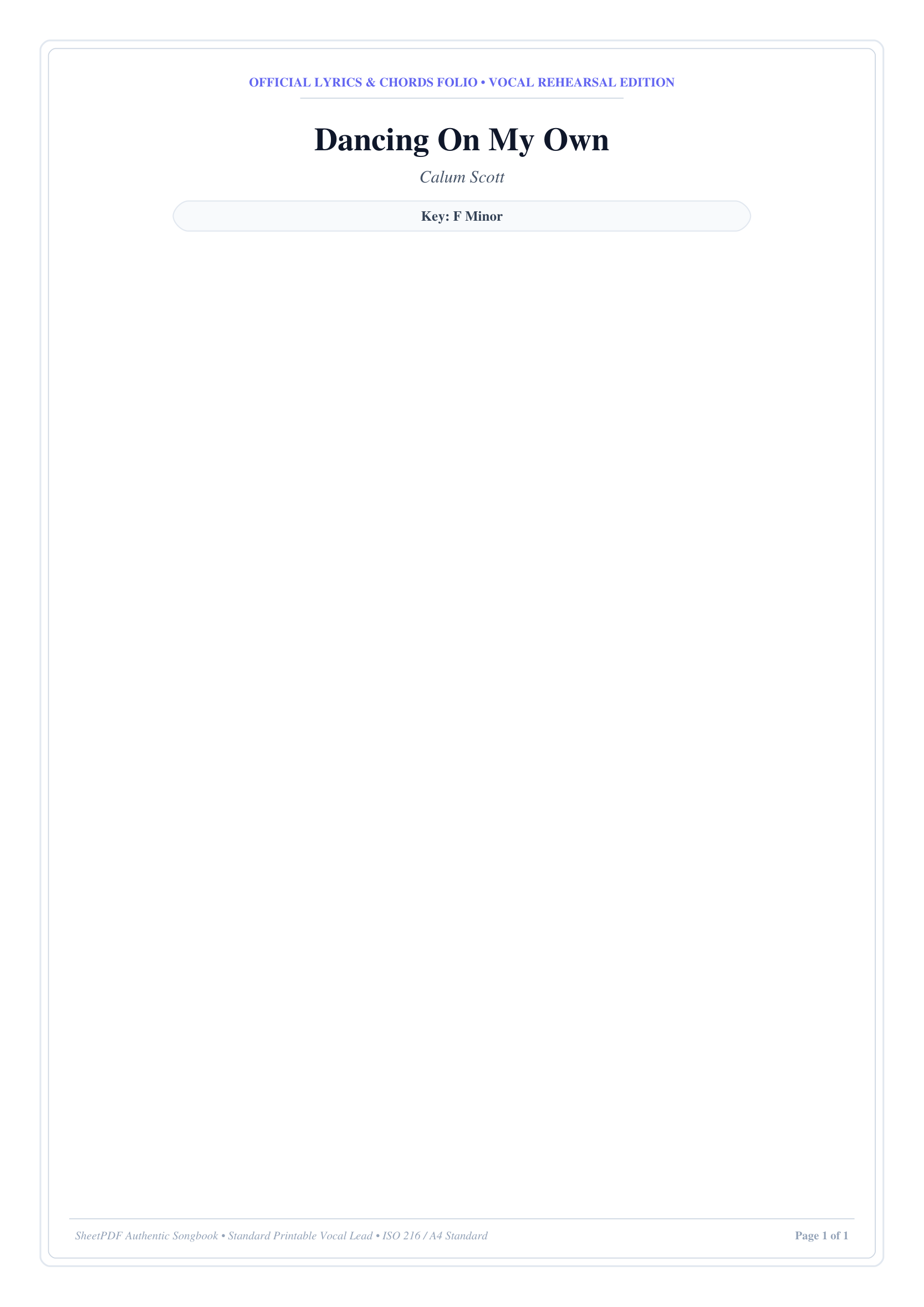 Dancing On My Own Piano Sheet Music Page 1 Free PDF