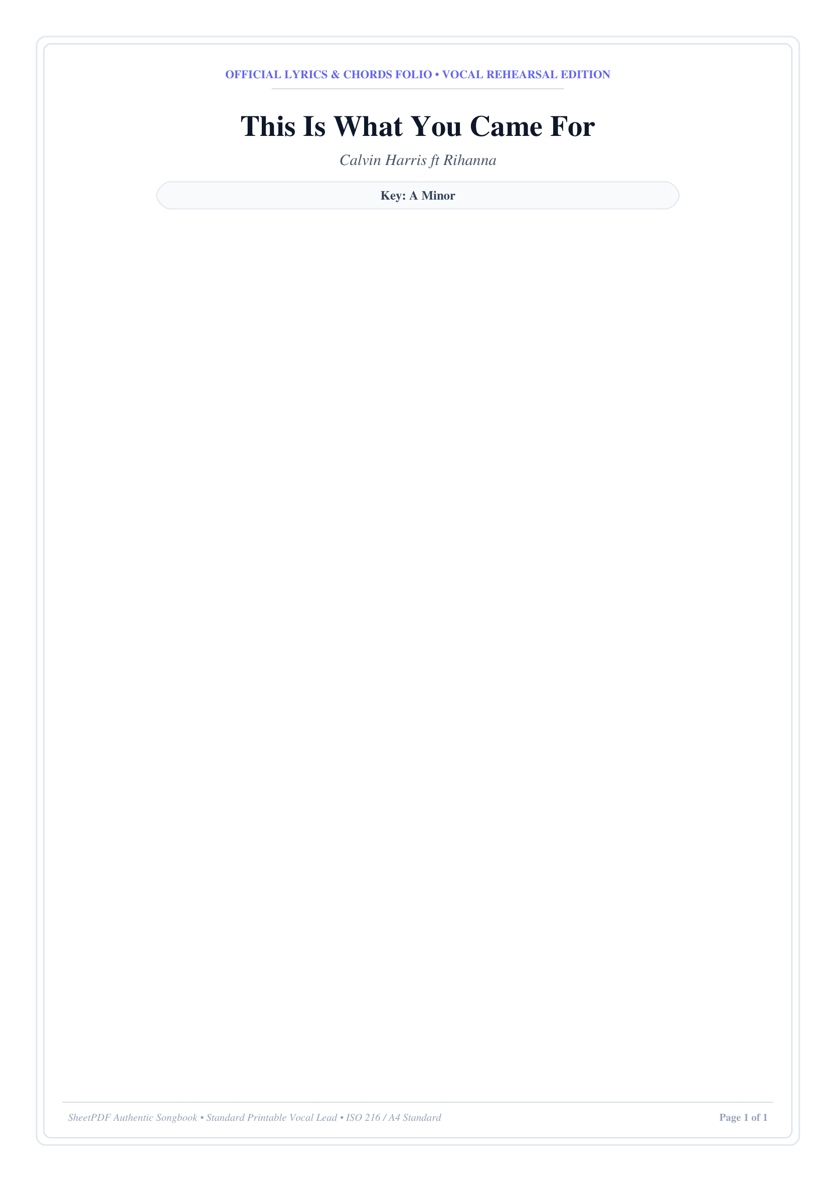 This Is What You Came For Piano Sheet Music Page 1 Free PDF